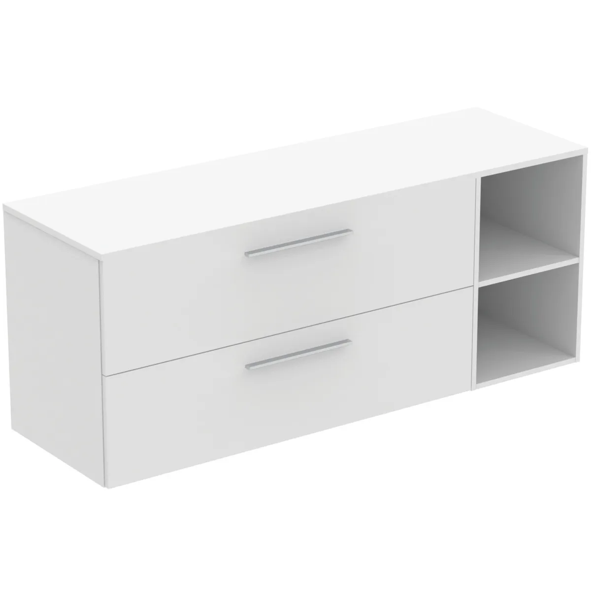 Möbel-Set 160cm i.life B 2 Auszüge 2 offene Fächer Griff Chrom Weiß matt