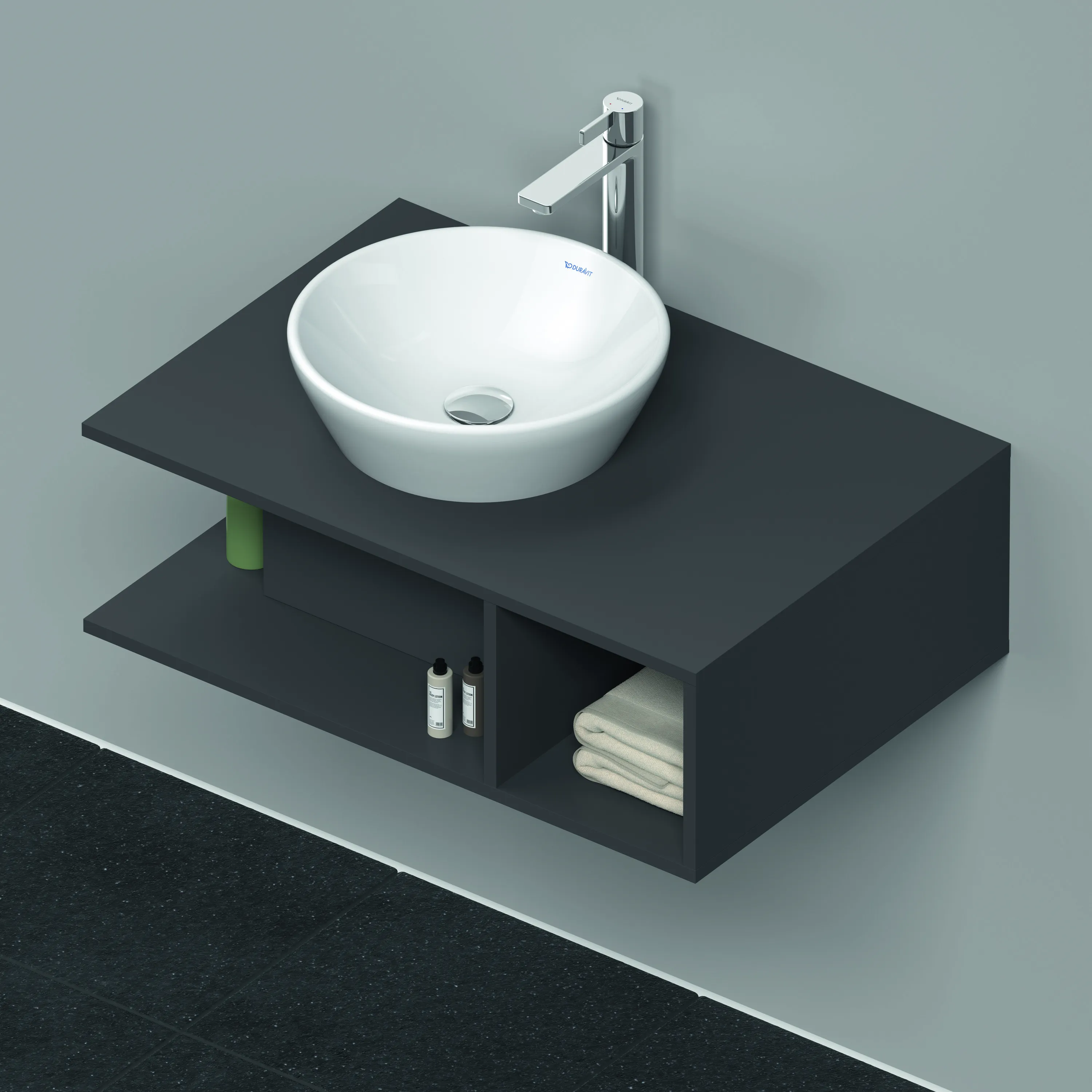 Duravit Waschtischunterschrank wandhängend „D-Neo“ 80 × 26 × 55 cm Graphit Matt