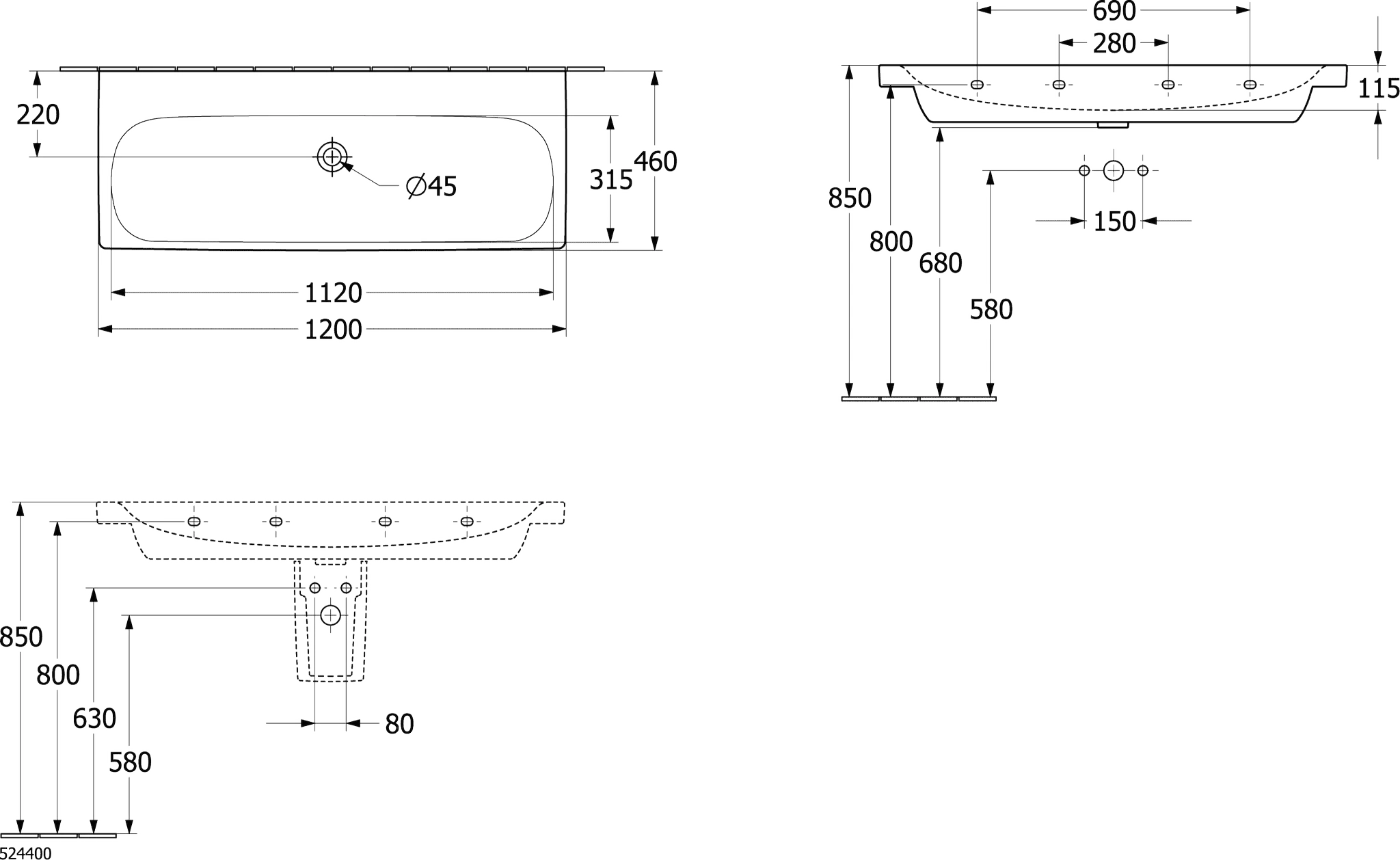 Villeroy & Boch Skyla Schrankwaschtisch TitanCeram 1200x460mm Rechteck Weiß Alpin CeramicPlus Villeroy & Boch Skyla Schrankwaschtisch TitanCeram 1200x460mm Rechteck Weiß Alpin CeramicPlus