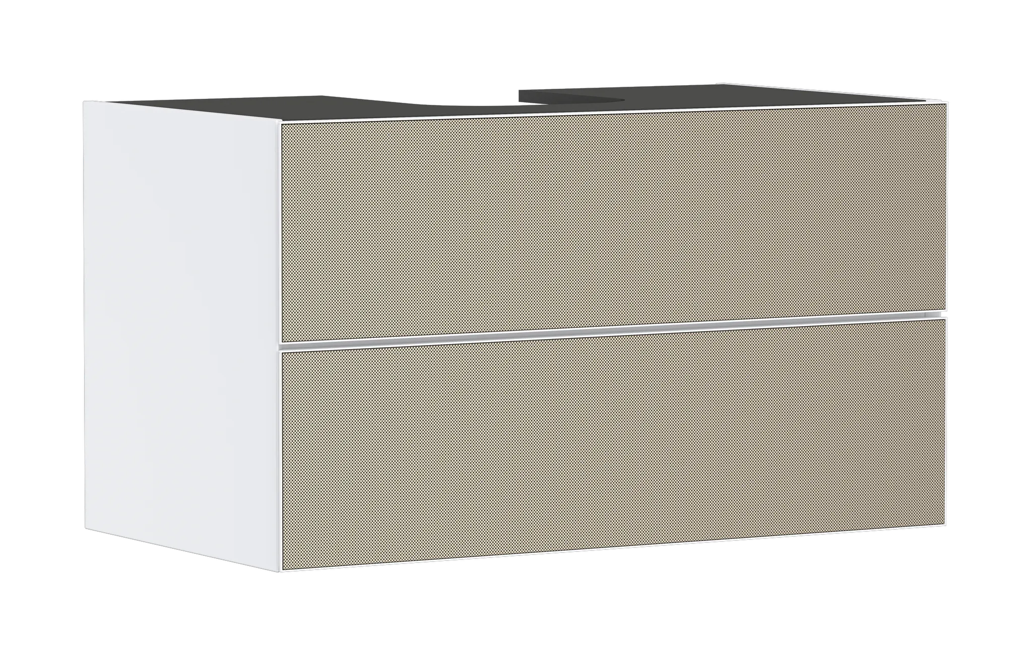 Hansgrohe Xevolos E Waschtischunterschrank Mattweiß 980⁄550 mit 2 Schubkästen für Konsole mit Ausschnitt mittig, Oberfläche Front: Bronze Struktur