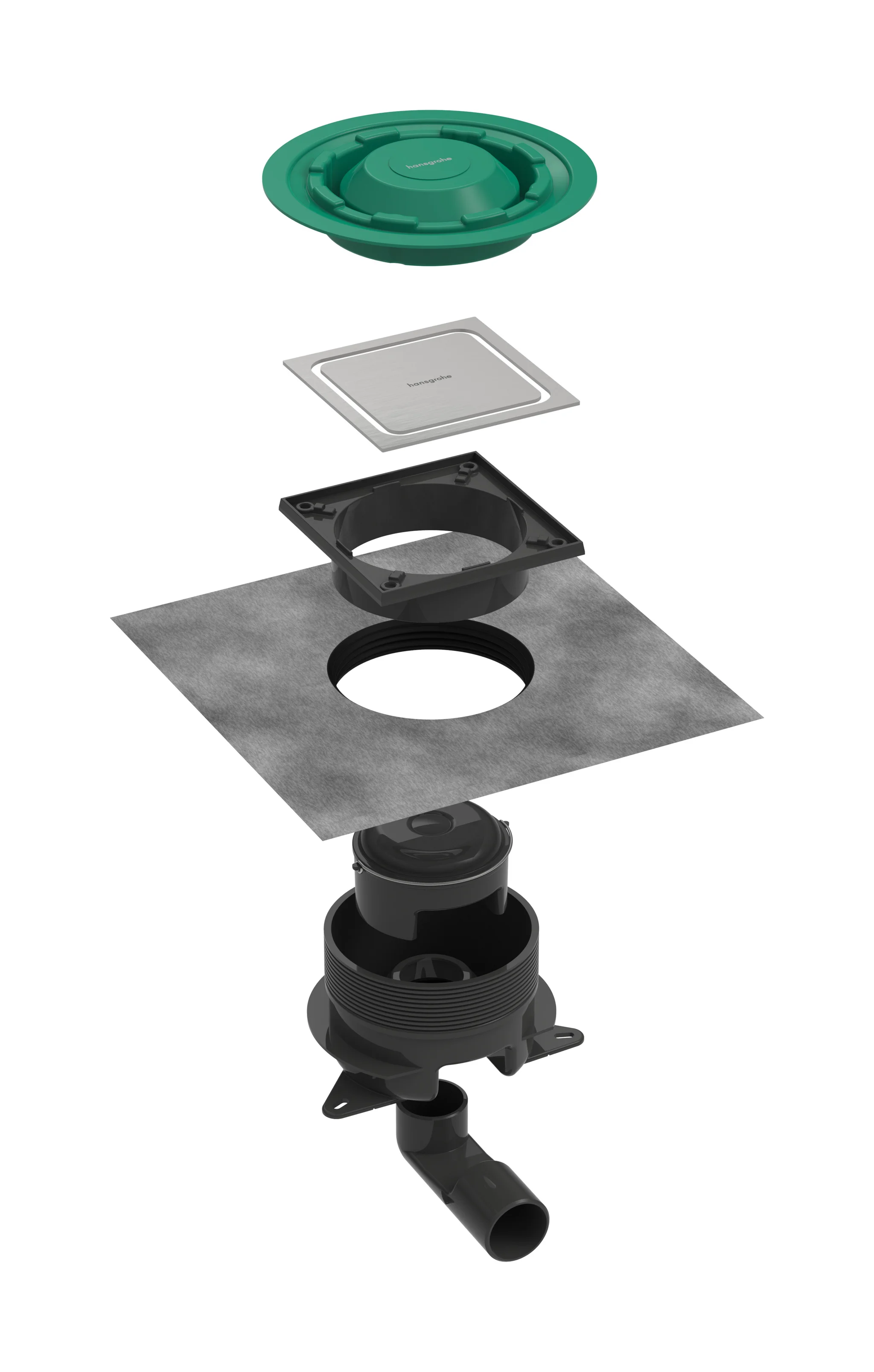 Hansgrohe RainDrain Spot Plus Komplettset Punktablauf 150x150 mm Edelstahl V2A höhenverstellbar bis zu 35 l/min Ablaufleistung