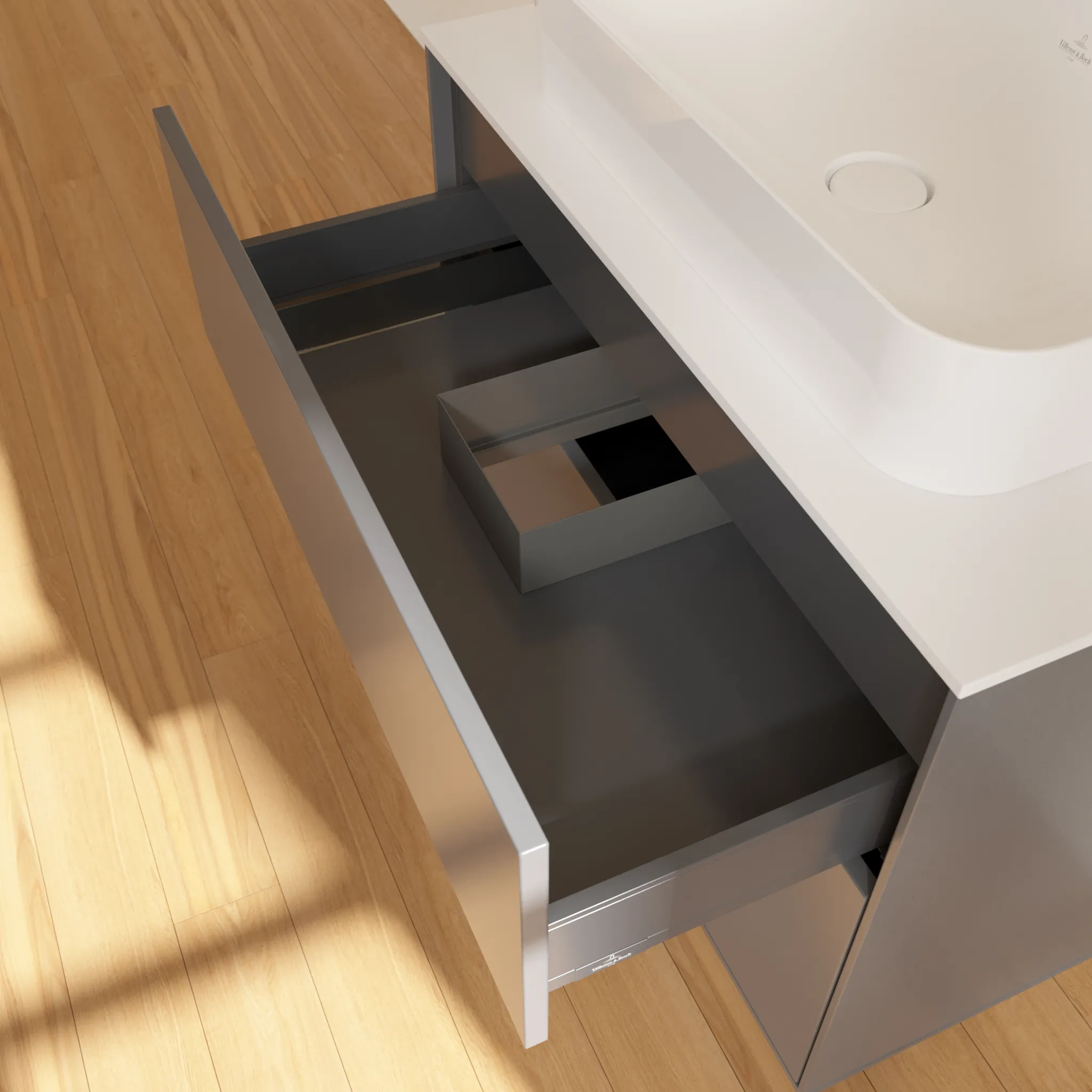 Villeroy & Boch Waschbeckenunterschrank Finion G22100 Anthracite Matt Lacquer, 800x603x501 mm, mit Beleuchtung und Push-to-open Funktion Villeroy & Boch Waschbeckenunterschrank Finion G22100 Anthracite Matt Lacquer, 800x603x501 mm, mit Beleuchtung und Push-to-open Funktion