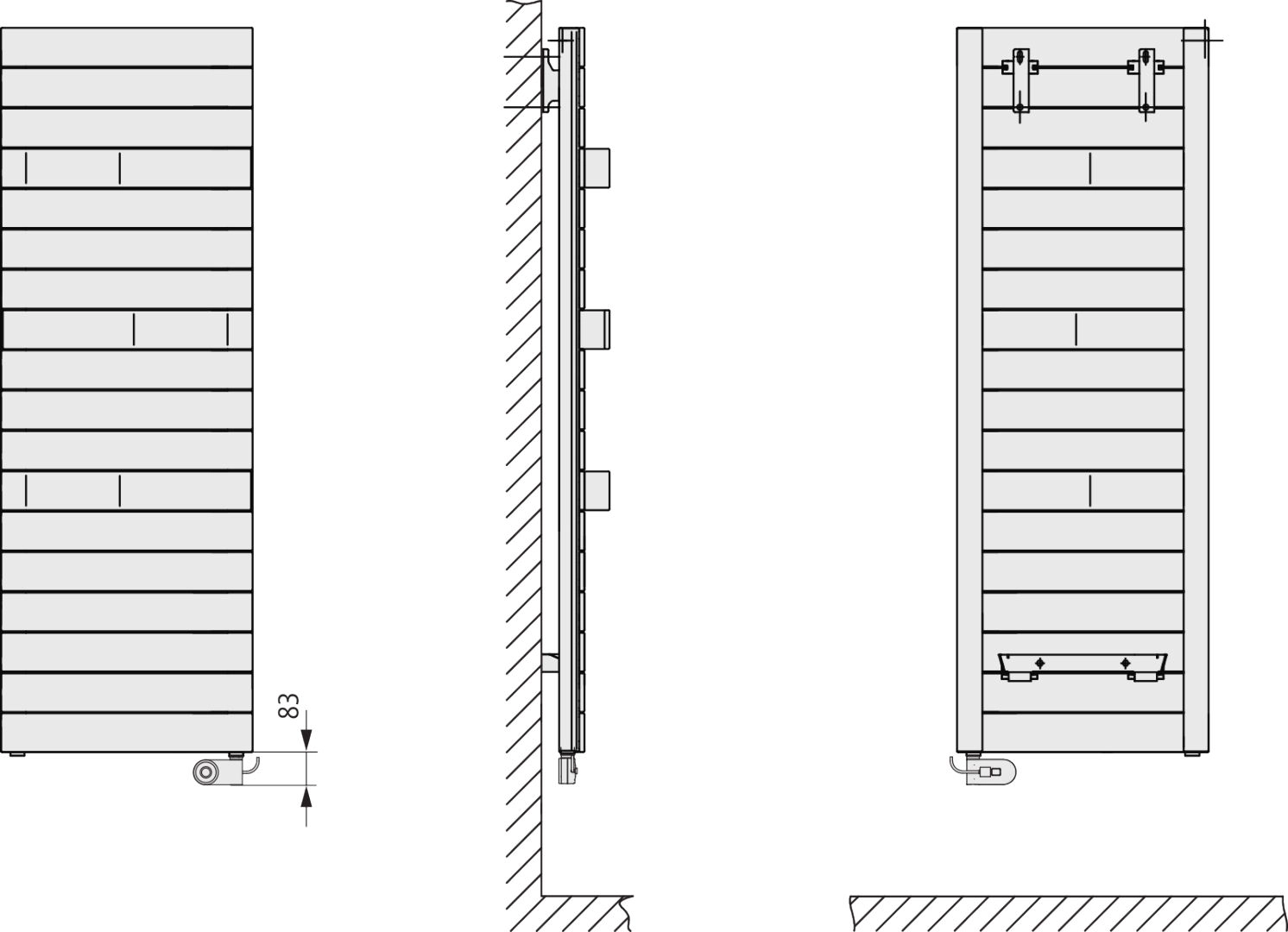 Kermi Design-Elektroheizkörper „Tabeo®-E“ 60 × 143,7 cm in glanzsilber Metallic