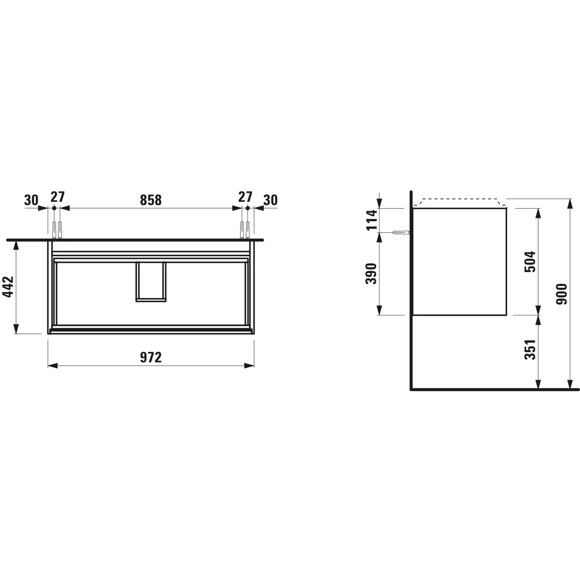 Waschtischunterbau 1000, 2 Schubladen, passend zu Marbond Waschtisch H814075 weiß matt Waschtischunterbau 1000, 2 Schubladen, passend zu Marbond Waschtisch H814075 weiß matt