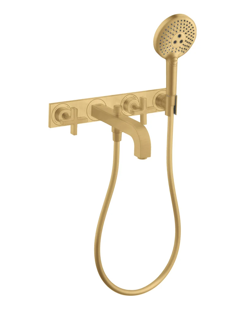 Hansgrohe AXOR Citterio 3-Loch Wannenarmatur Brushed Gold Optic, Ausladung 222 mm, Wandmontage Hansgrohe AXOR Citterio 3-Loch Wannenarmatur Brushed Gold Optic, Ausladung 222 mm, Wandmontage