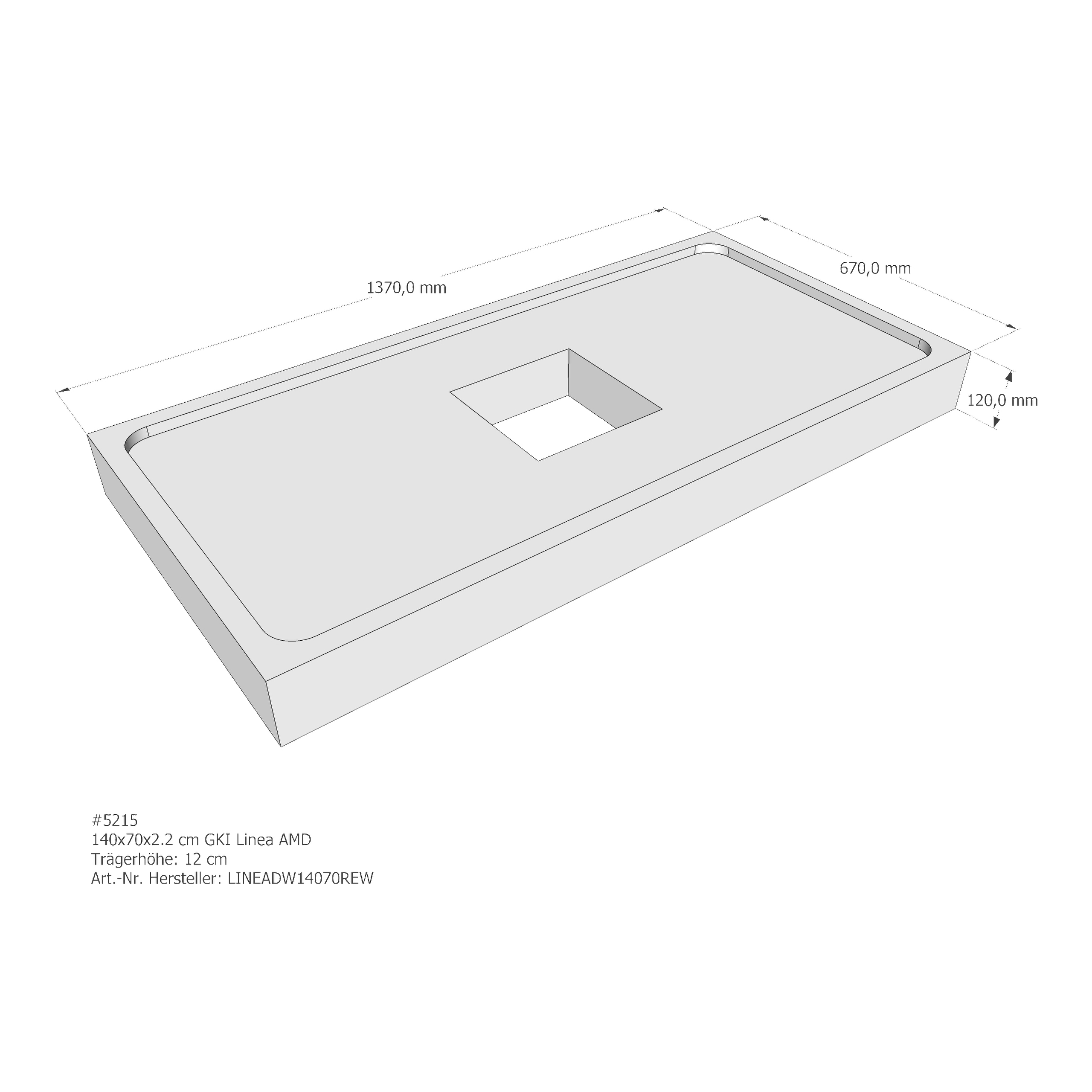 Duschwannenträger für GKI Linea 140 × 70 × 2,2 cm