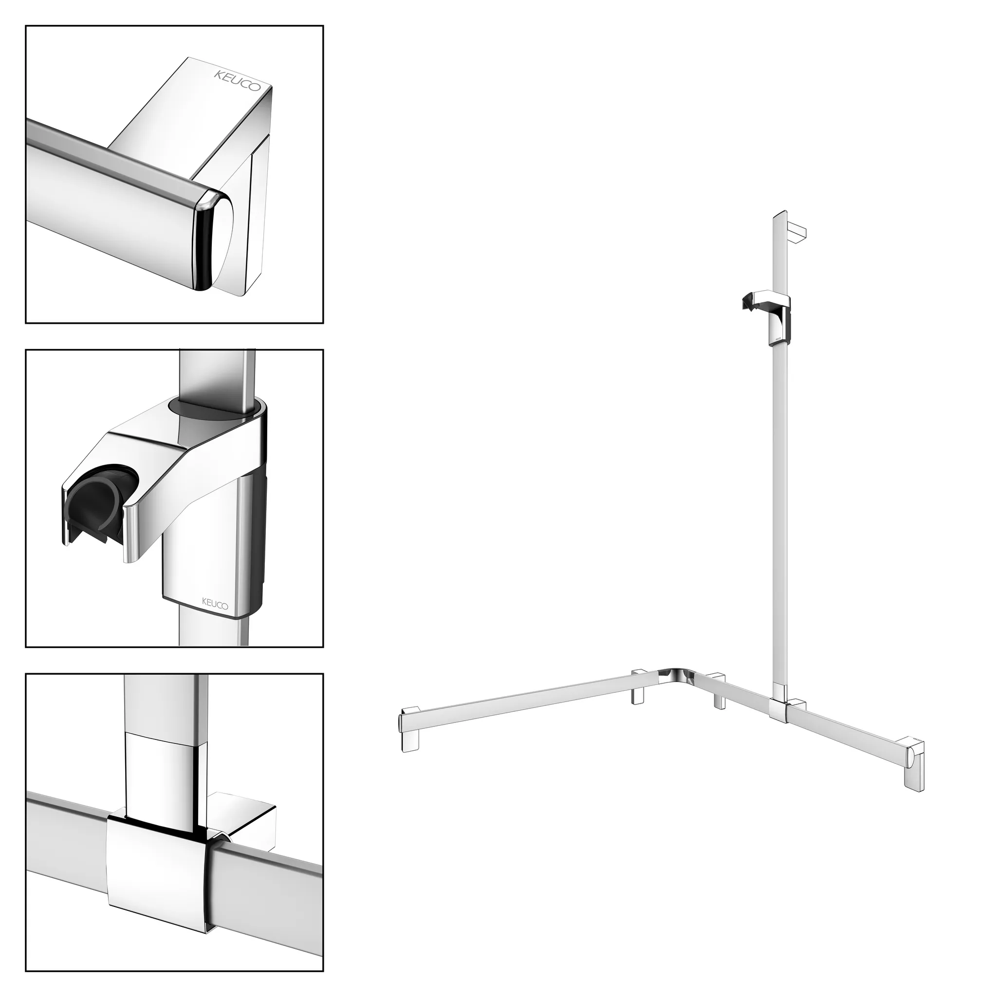 KEUCO AXESS Duschhandlauf mit Brausestange rechts 840⁄840⁄1300 mm silber-eloxiert KEUCO AXESS Duschhandlauf mit Brausestange rechts 840⁄840⁄1300 mm silber-eloxiert