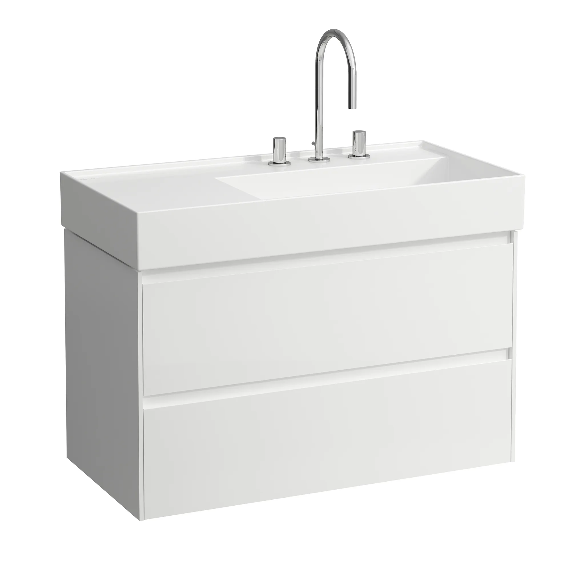 Waschtischunterbau LANI 448x882x515 mit 2 Schubladen integrierter Griffleiste Vollauszug und Soft-Close für Waschtisch Kartell • H810339 weiß matt Waschtischunterbau LANI 448x882x515 mit 2 Schubladen integrierter Griffleiste Vollauszug und Soft-Close für Waschtisch Kartell • H810339 weiß matt