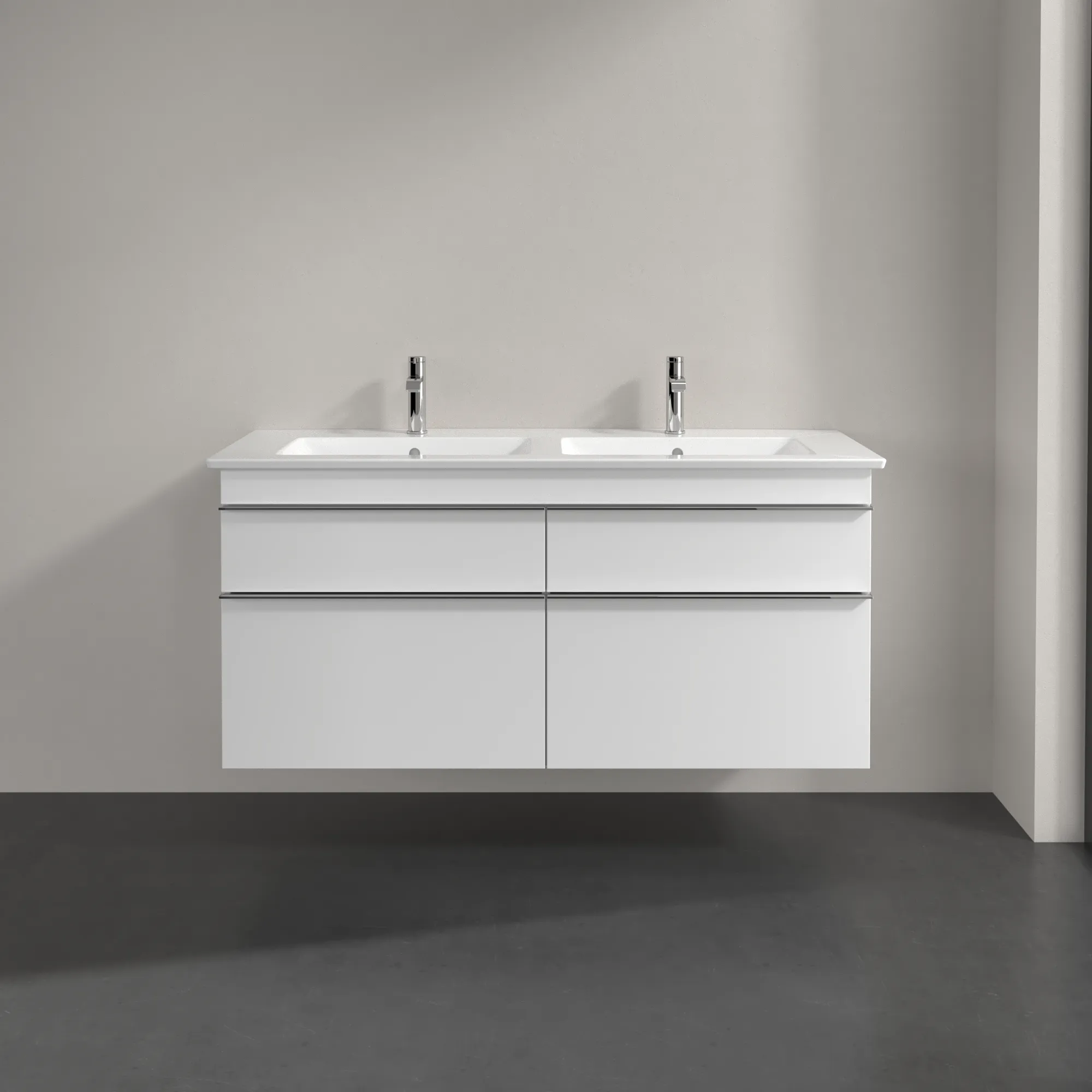 Villeroy & Boch Waschtischunterschrank „Venticello“ für Schrank-Doppelwaschtisch 125,3 × 59 × 50,2 × 50,2 cm Weiß Matt, mittig