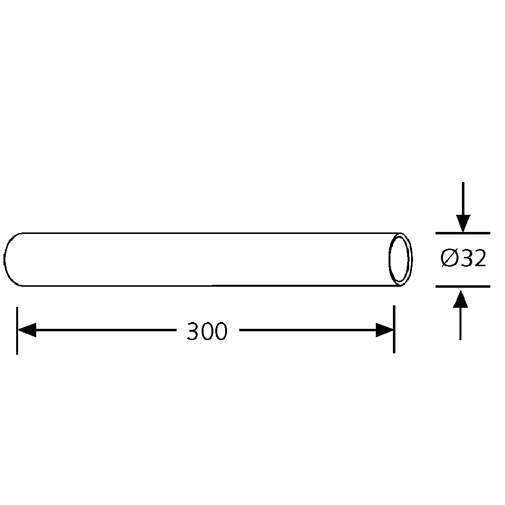 Kludi Abgangsrohr o.Bord - Serie BAD SIFONE, 1 1/4 Zoll x 290 mm, chrom, gerade Ausführung, D 32, L = 300 mm