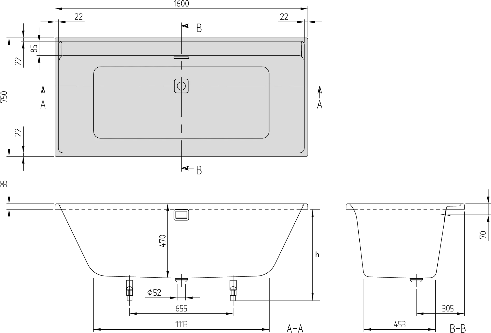 Villeroy & Boch Collaro Badewanne UCC160COR2B2V, 1600x750x620mm, Rechteck, Whirlpoolsystem Combipool Comfort, Weiß Alpin Villeroy & Boch Collaro Badewanne UCC160COR2B2V, 1600x750x620mm, Rechteck, Whirlpoolsystem Combipool Comfort, Weiß Alpin