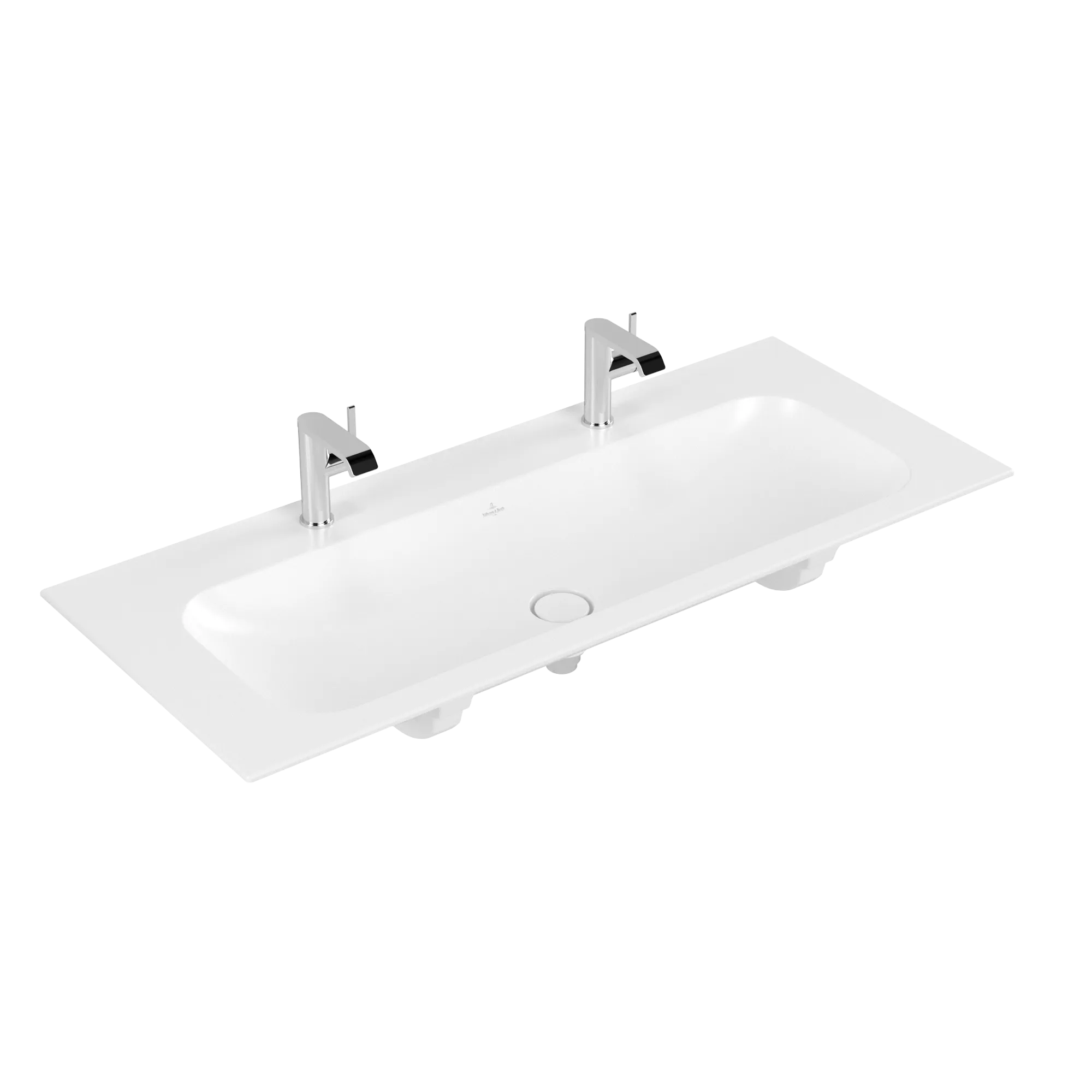 Villeroy & Boch Schrankwaschtisch aus TitanCeram „Finion“ 1200 × 500 × 160 mm, Hahnlochposition links und rechts, mit Hahnlochbohrung in Stone White, mit CeramicPlus Villeroy & Boch Schrankwaschtisch aus TitanCeram „Finion“ 1200 × 500 × 160 mm, Hahnlochposition links und rechts, mit Hahnlochbohrung in Stone White, mit CeramicPlus