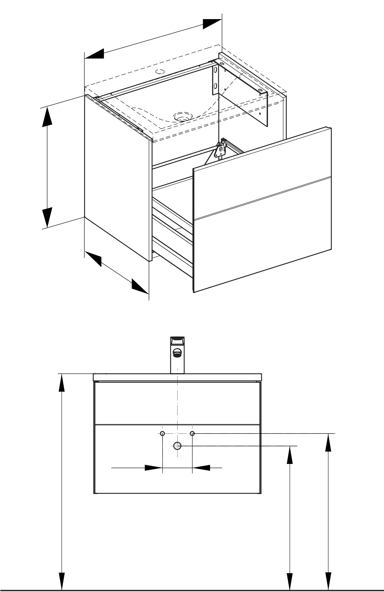 KEUCO Waschtischunterschrank mit Auszug „Royal Reflex“ Trüffel (Glas), Trüffel (Lack, seidenmatt), ohne Beleuchtung 646 × 450 × 487 mm KEUCO Waschtischunterschrank mit Auszug „Royal Reflex“ Trüffel (Glas), Trüffel (Lack, seidenmatt), ohne Beleuchtung 646 × 450 × 487 mm
