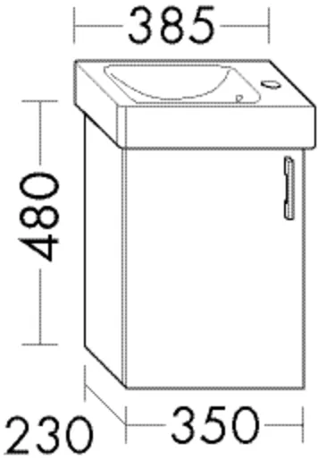 Waschtischunterschrank Sys30 von burgbad – 1 Tür, 350 mm breit, 480 mm hoch, 230 mm tief