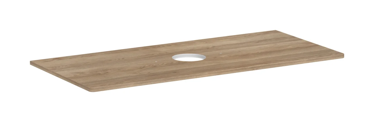 Hansgrohe Xelu Q Konsole, Eiche Natur, 1180 x 540 mm, mittiger Beckenausschnitt für Aufsatzwaschtisch ohne Hahnloch