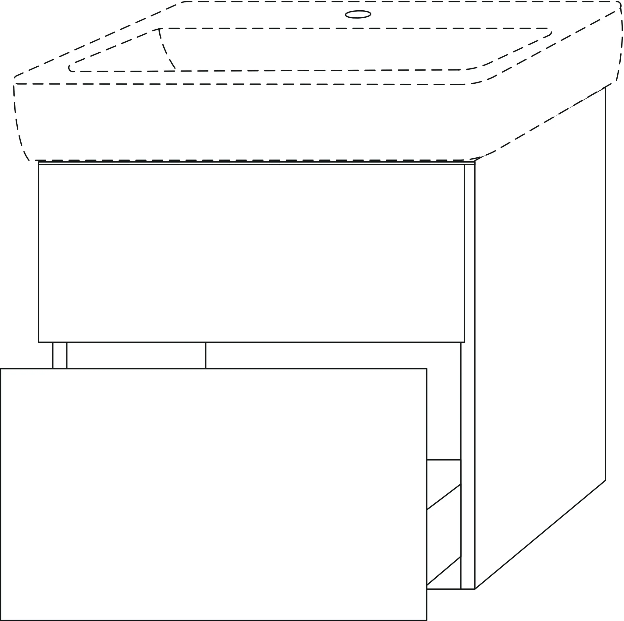 Waschtischunterbau mit Auszügen 3way (SF876) 588x590x407 Schwarz-Matt