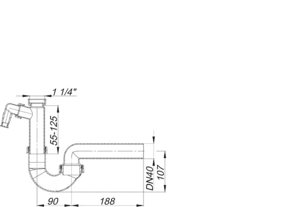 Röhren-Siphon 100/1, 1 1/4″ x DN 40 Röhren-Siphon 100/1, 1 1/4″ x DN 40