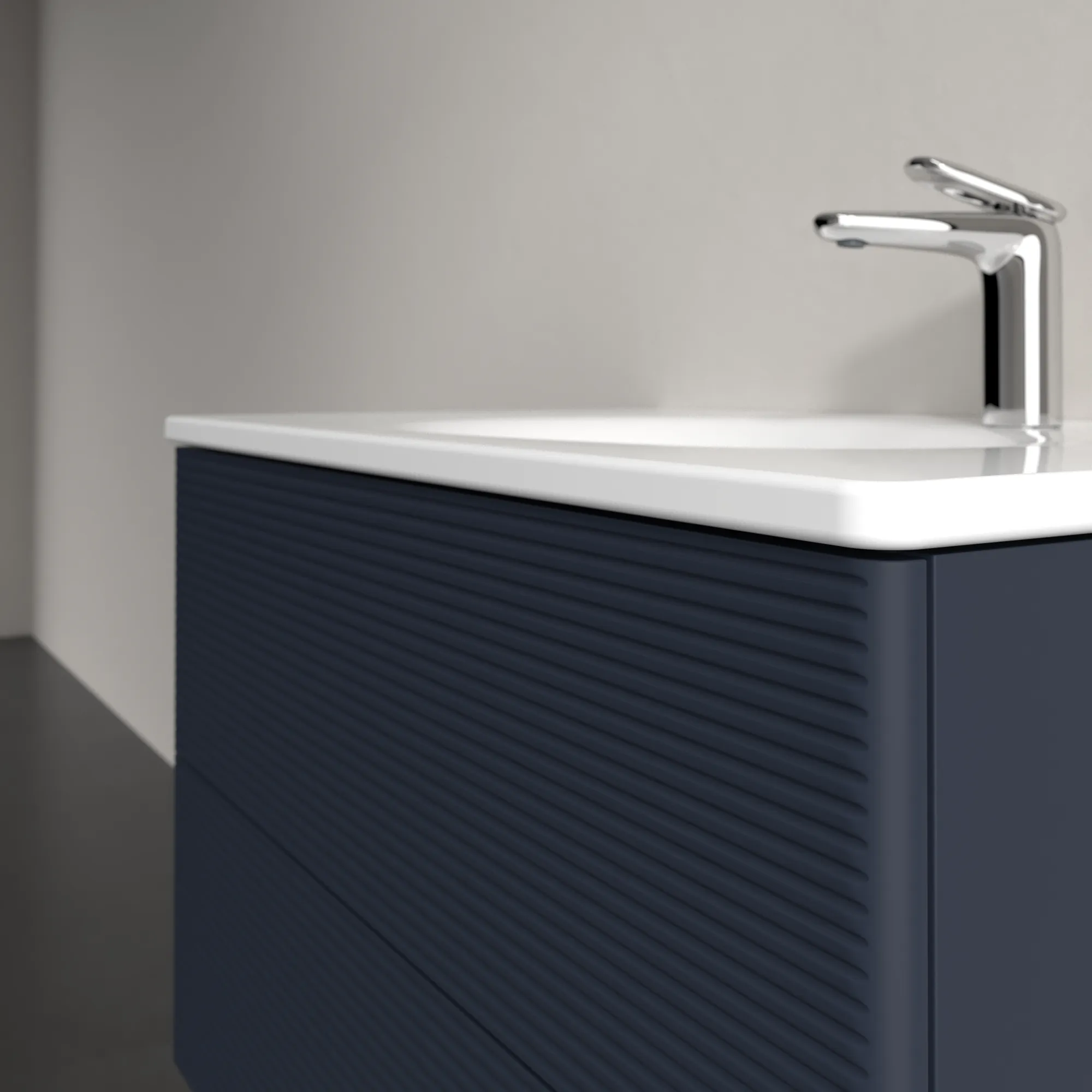 Villeroy & Boch Waschtischunterschrank für Schrankwaschtisch „Antao“ 788 × 504 × 496 mm Midnight Blue Matt Lacquer, für Becken mittig, mit Beleuchtung Villeroy & Boch Waschtischunterschrank für Schrankwaschtisch „Antao“ 788 × 504 × 496 mm Midnight Blue Matt Lacquer, für Becken mittig, mit Beleuchtung