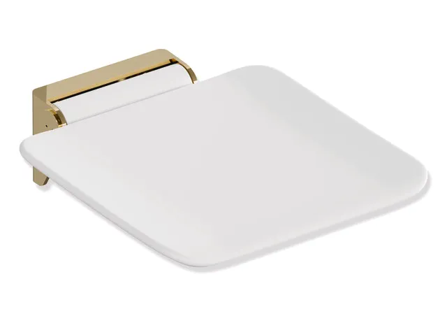Klappsitz des Systems 900, Wandkonsole aus Edelstahl, PVD, Sitzfläche aus strukturiertem Kunststoff, weiß, Sitzfläche 350 mm breit, 340 mm tief, in Farbe CK (Messing glänzend) Klappsitz des Systems 900, Wandkonsole aus Edelstahl, PVD, Sitzfläche aus strukturiertem Kunststoff, weiß, Sitzfläche 350 mm breit, 340 mm tief, in Farbe CK (Messing glänzend)