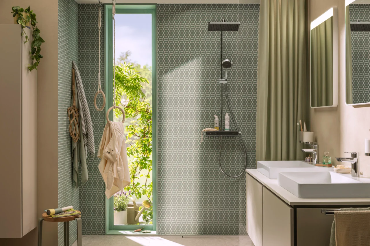 Activera Q Showerpipe 290/180 1jet EcoSmart mit ShowerTablet Select 360 Varia, Oberfläche: Chrom Activera Q Showerpipe 290/180 1jet EcoSmart mit ShowerTablet Select 360 Varia, Oberfläche: Chrom