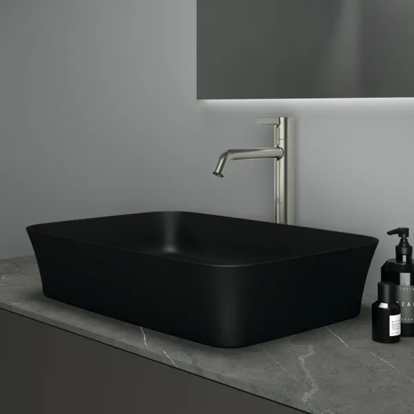 Waschbecken „Ipalyss“ 55 × 38 × 12,5 cm in Schwarz Matt