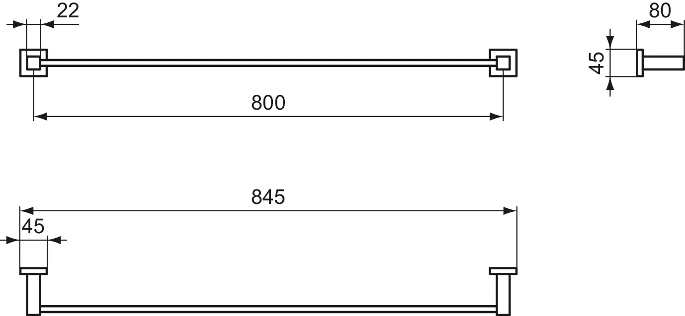 Handtuchhalter IOM Cube, 845x80x45mm, Chrom Handtuchhalter IOM Cube, 845x80x45mm, Chrom
