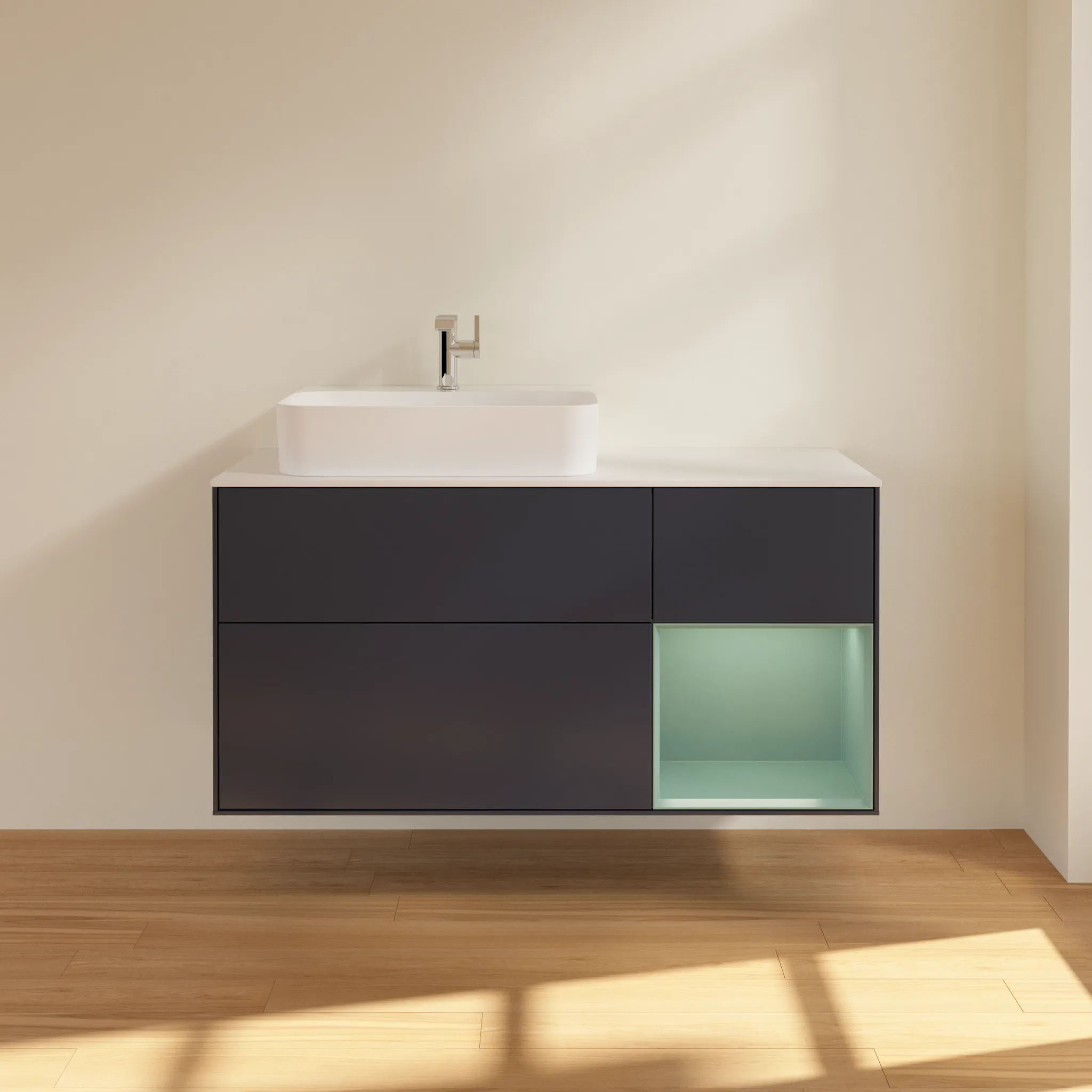 Villeroy & Boch Waschtischunterschrank „Finion“ für Schrankwaschtisch 1200 × 603 × 501 mm Midnight Blue Matt Lacquer, für Becken links Villeroy & Boch Waschtischunterschrank „Finion“ für Schrankwaschtisch 1200 × 603 × 501 mm Midnight Blue Matt Lacquer, für Becken links