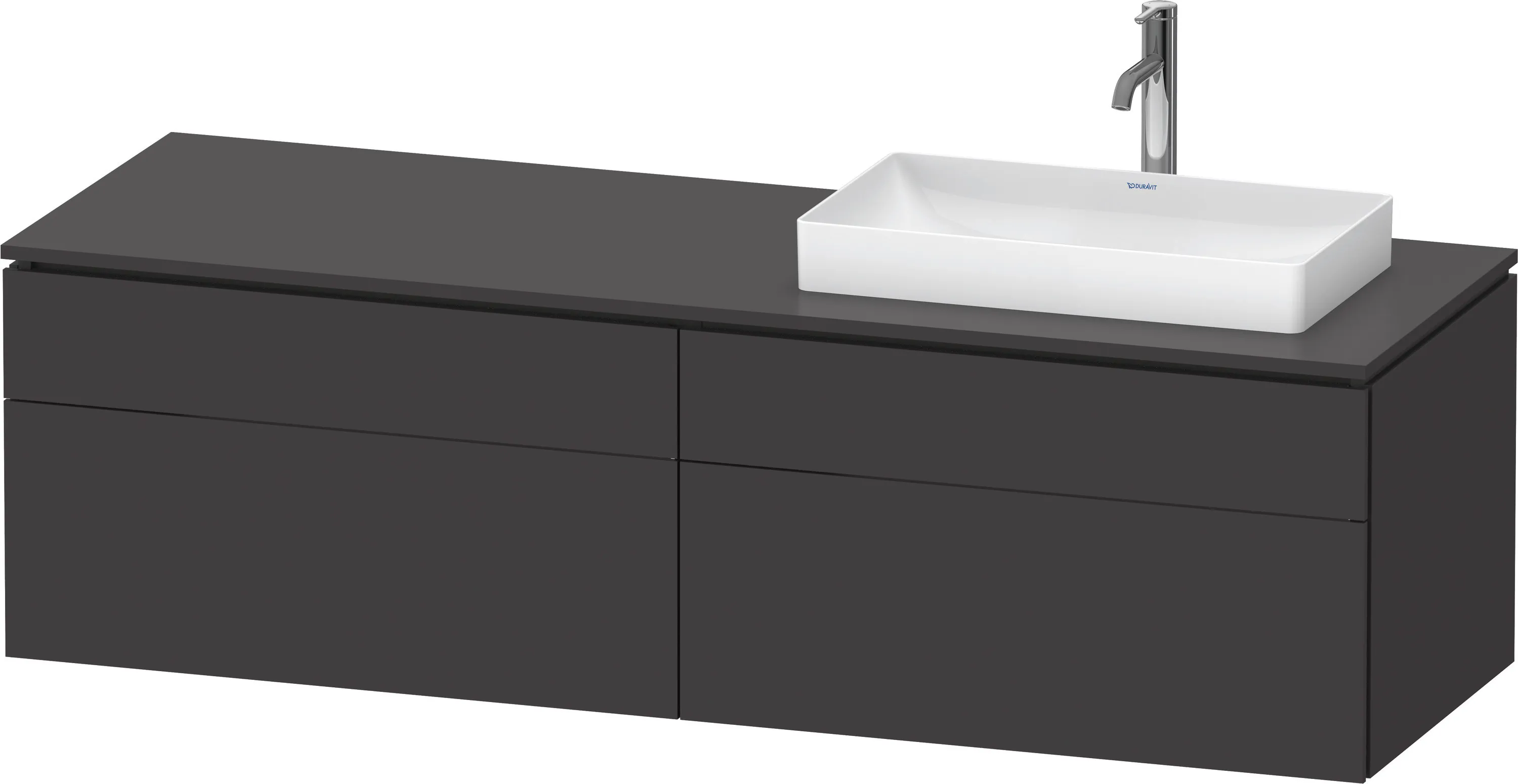 Duravit Waschtischunterschrank wandhängend „L-Cube“ 162 × 48,2 × 55 cm Graphit Supermatt, rechts