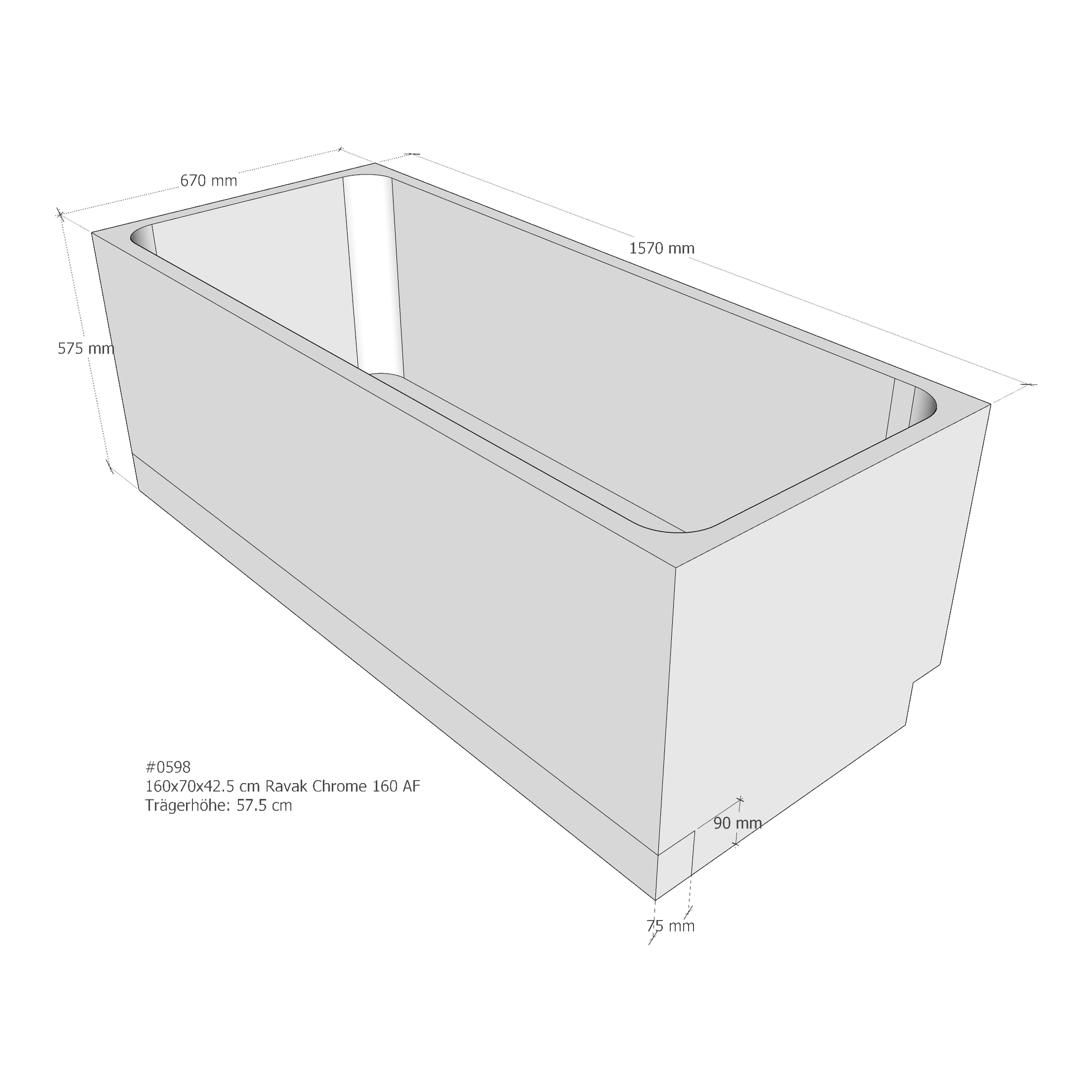 Badewannenträger für Ravak Chrome 160 /Slim 160 × 70 × 42,5 cm