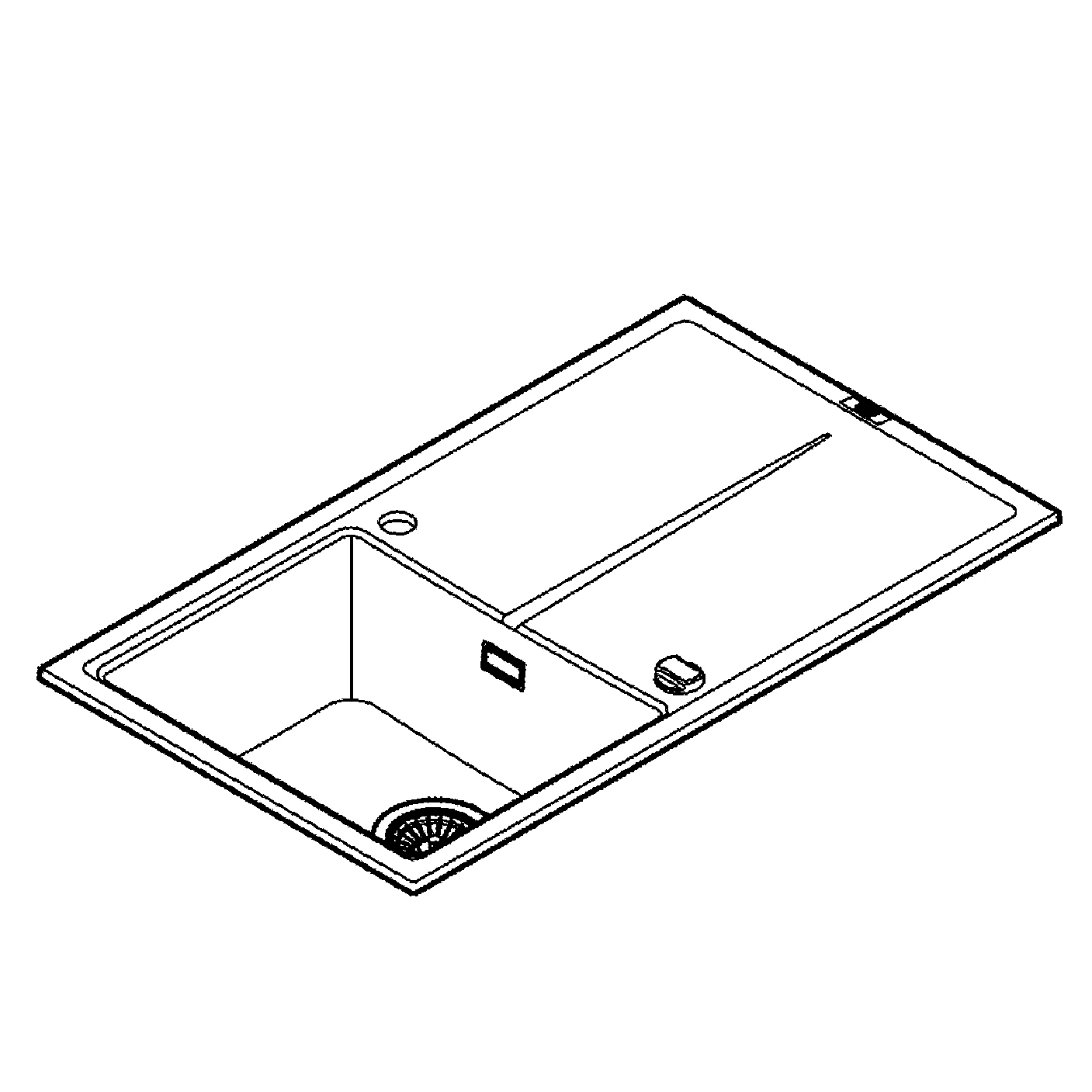 Kompositspüle K400 31640, mit Abtropffläche, Modell: K400 50-C 86/50 1.0 rev, Montageart: Standard-Einbauspüle, Maße: 860 x 500 mm, 1 Becken: 337 x 420 x 205 mm, granit schwarz