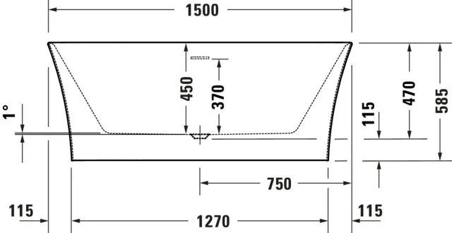 Duravit Badewanne „DuraSenja“ vorwand oval 150 × 75 cm, mittig