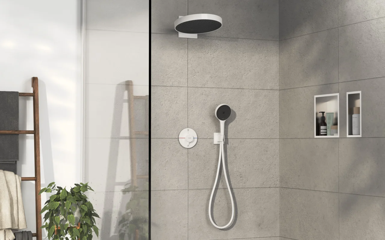 Hansgrohe ShowerSelect Comfort S Thermostat Unterputz, Mattweiß, 2 Verbraucher, einfache Installation, Sicherheitssperre bei 40°C