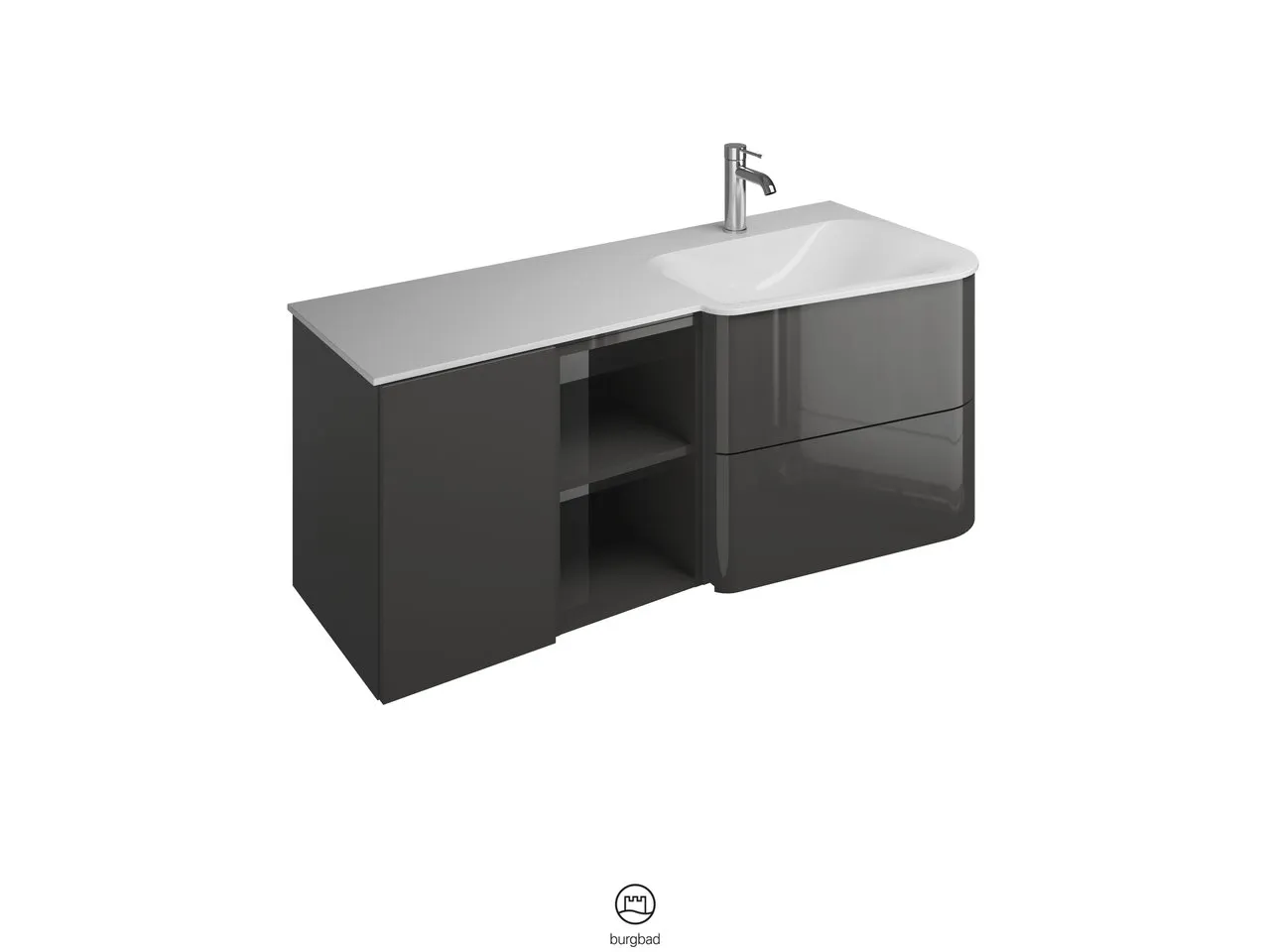 burgbad Badmöbelset „Badu“ Griffleiste, Weiß, in Weiß Matt burgbad Badmöbelset „Badu“ Griffleiste, Weiß, in Weiß Matt