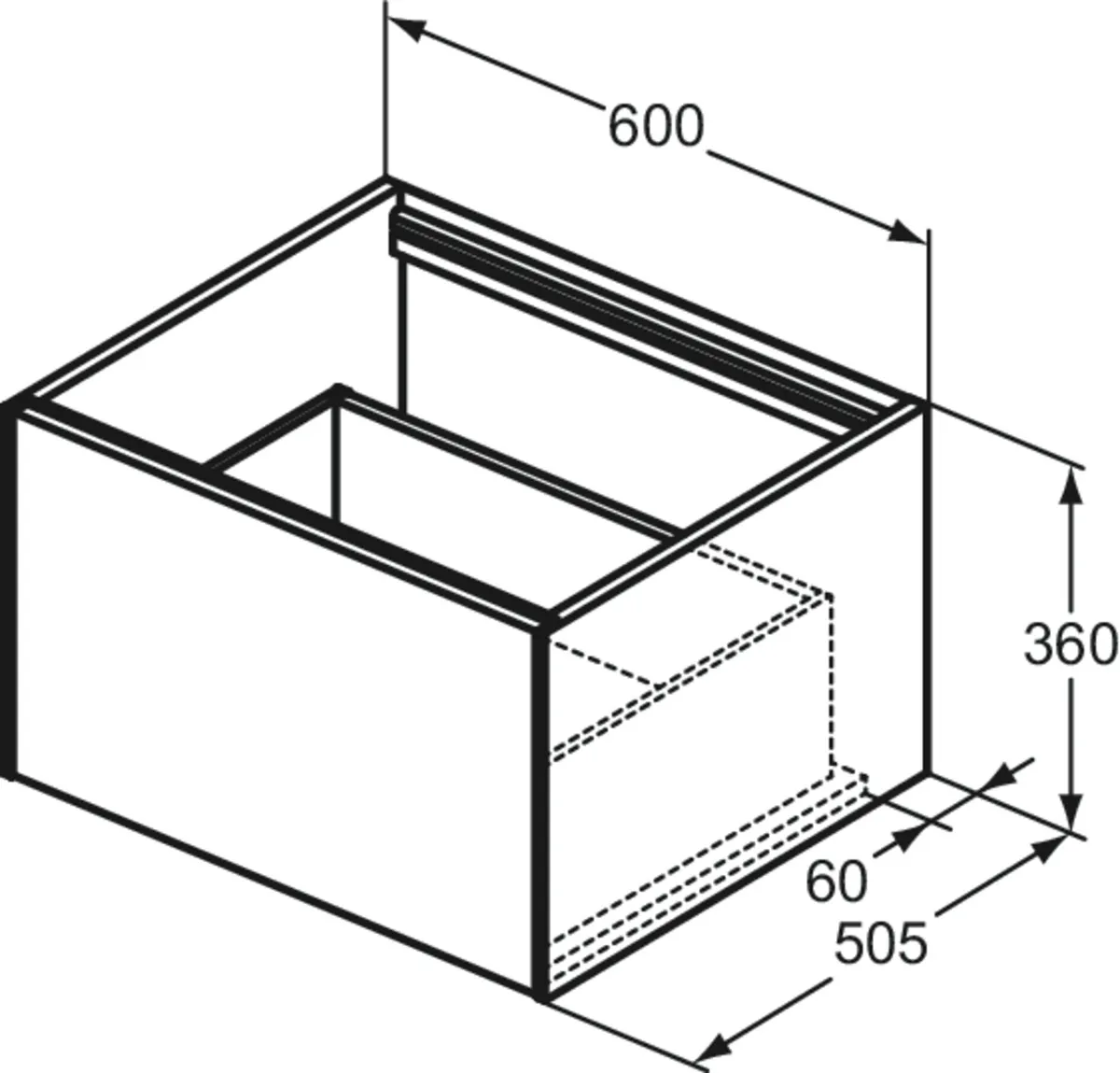 Ideal Standard Waschtischunterschrank Conca, 1 Auszug, ohne Platte, 600x505x360mm, Weiß Ideal Standard Waschtischunterschrank Conca, 1 Auszug, ohne Platte, 600x505x360mm, Weiß