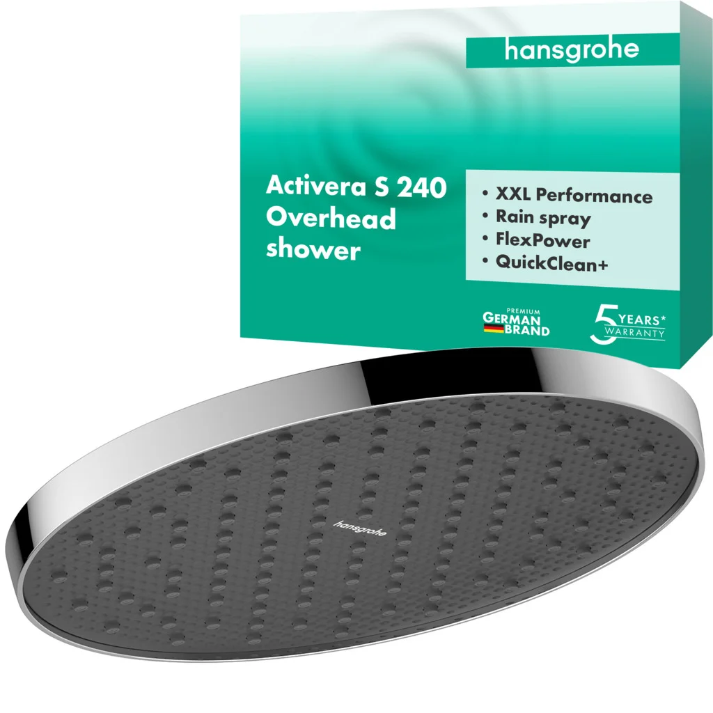 Hansgrohe Activera S Kopfbrause 240 mm, Chrom, Rain Strahl, FlexPower, QuickClean+, 12 l/min Durchflussregler Hansgrohe Activera S Kopfbrause 240 mm, Chrom, Rain Strahl, FlexPower, QuickClean+, 12 l/min Durchflussregler
