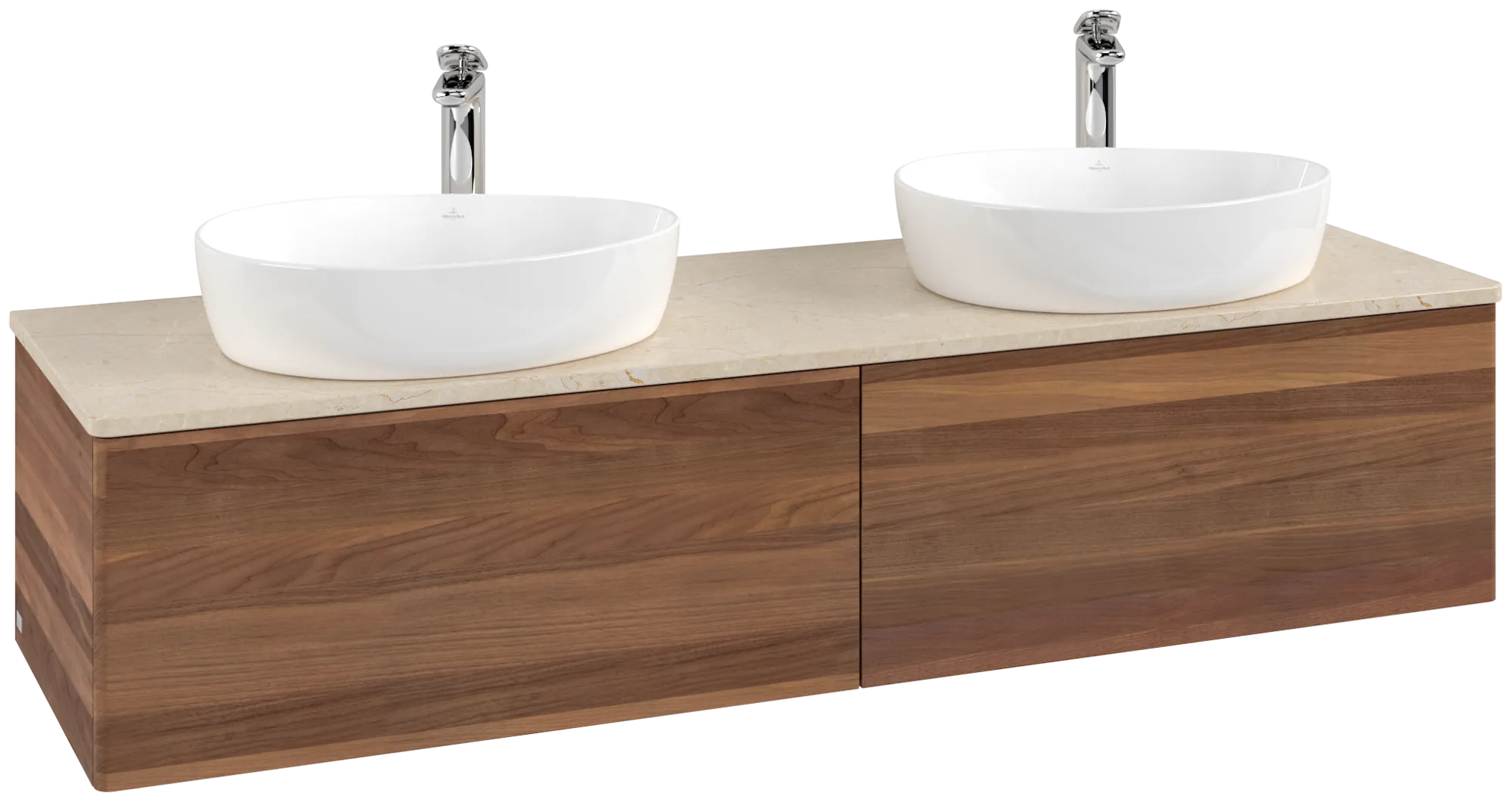 Villeroy & Boch Antao Waschbeckenunterschrank L39_5, 1600x360x500 mm, Warm Walnut / Botticino