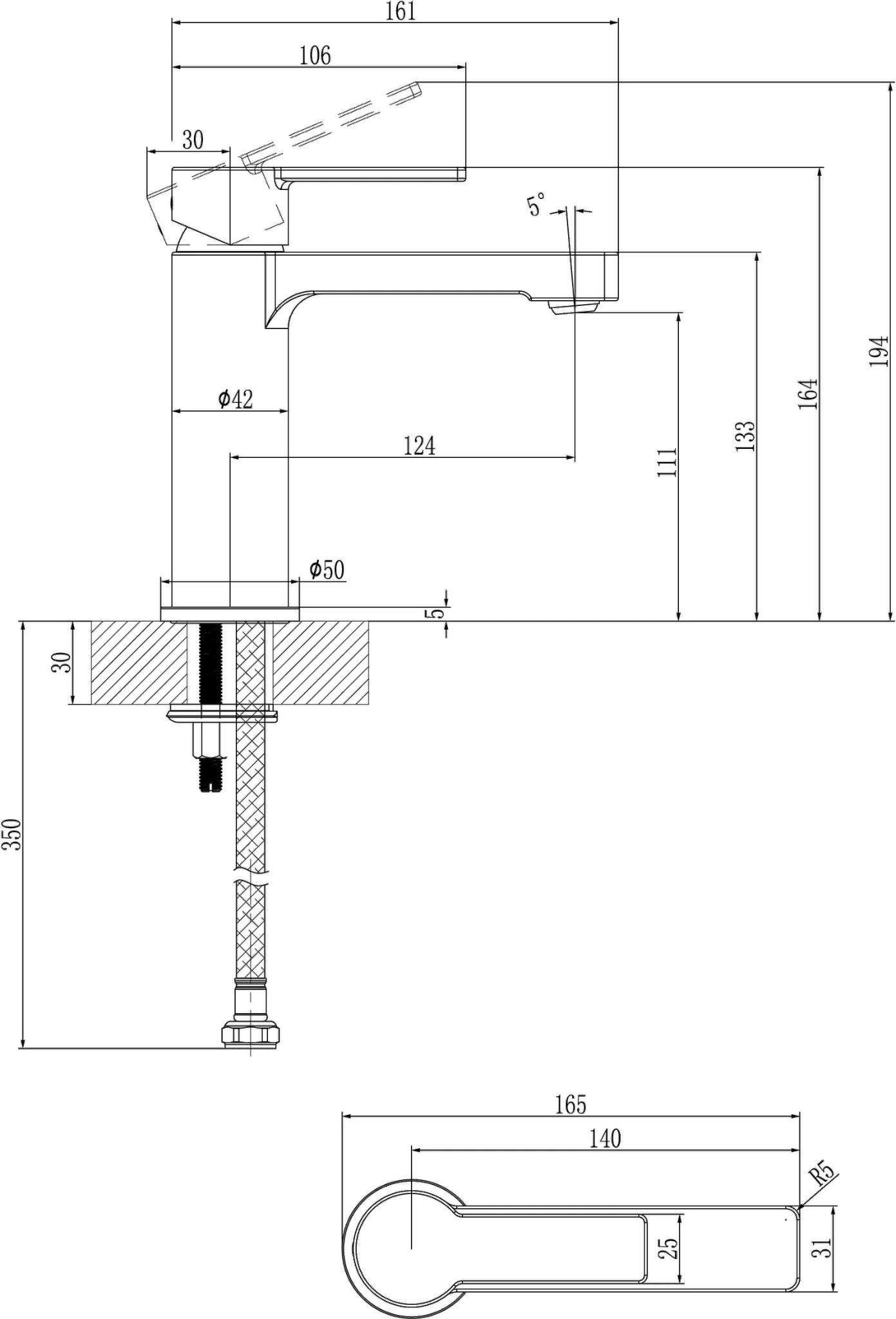 Einhand-Waschtischarmatur „Architectura“ 16,1 cm Ausladung 124 mm in Chrom