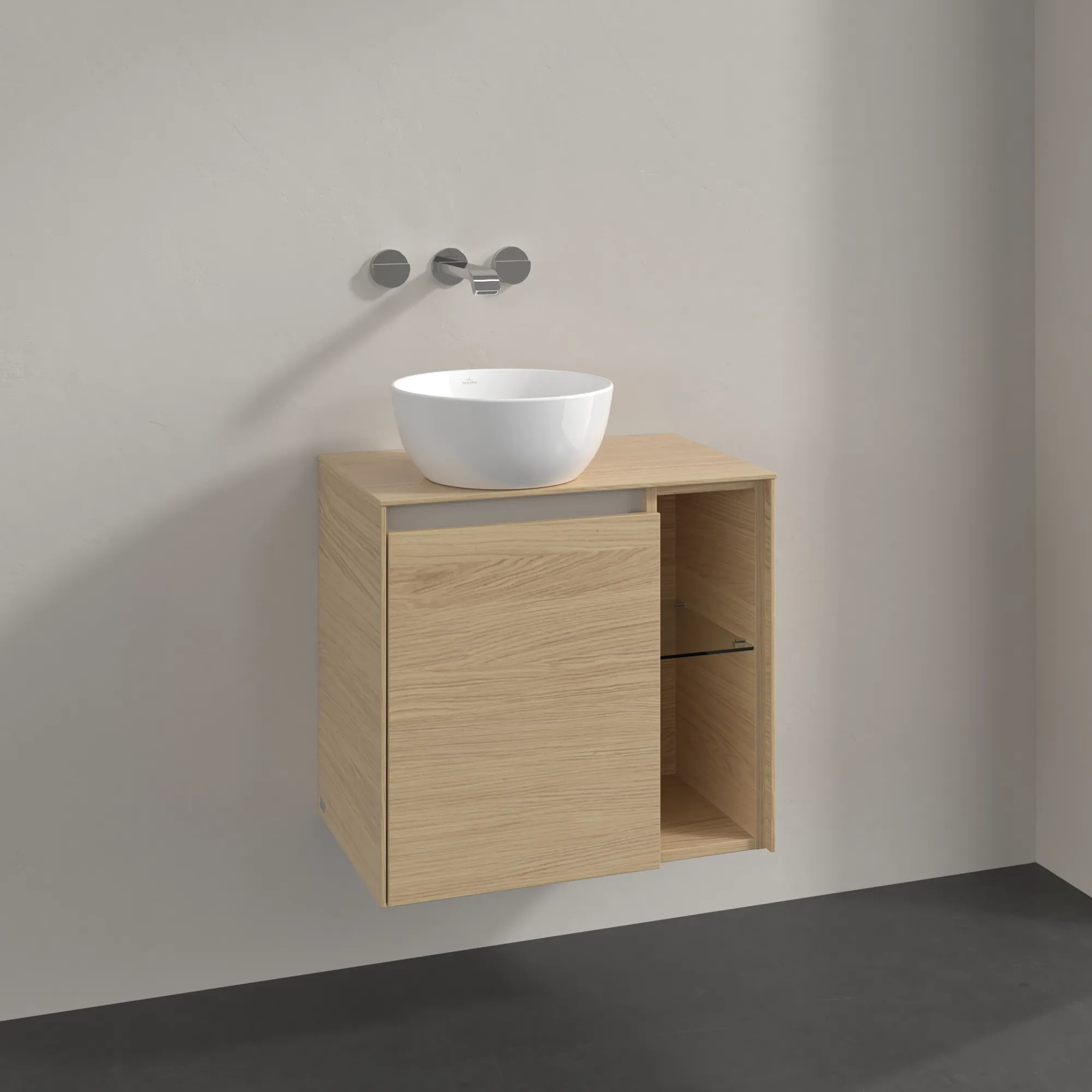 Villeroy & Boch Waschtischunterschrank „Collaro“ 600 × 548 × 380 mm Nordic Oak, für Becken links, Anschlag links, ohne Beleuchtung Villeroy & Boch Waschtischunterschrank „Collaro“ 600 × 548 × 380 mm Nordic Oak, für Becken links, Anschlag links, ohne Beleuchtung