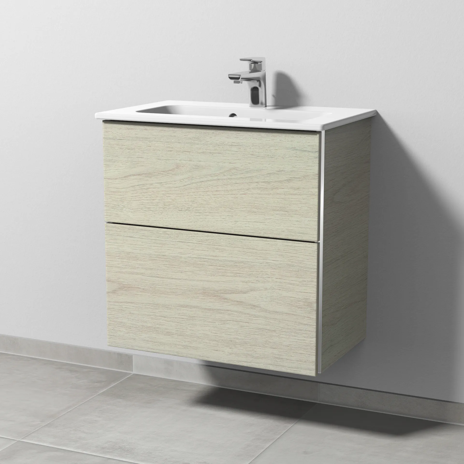 Sanipa Waschtischunterschrank „3way“ passend zu Keramik-Waschtische ME by Starck von Duravit 600 × 613 × 382 mm in White Oak