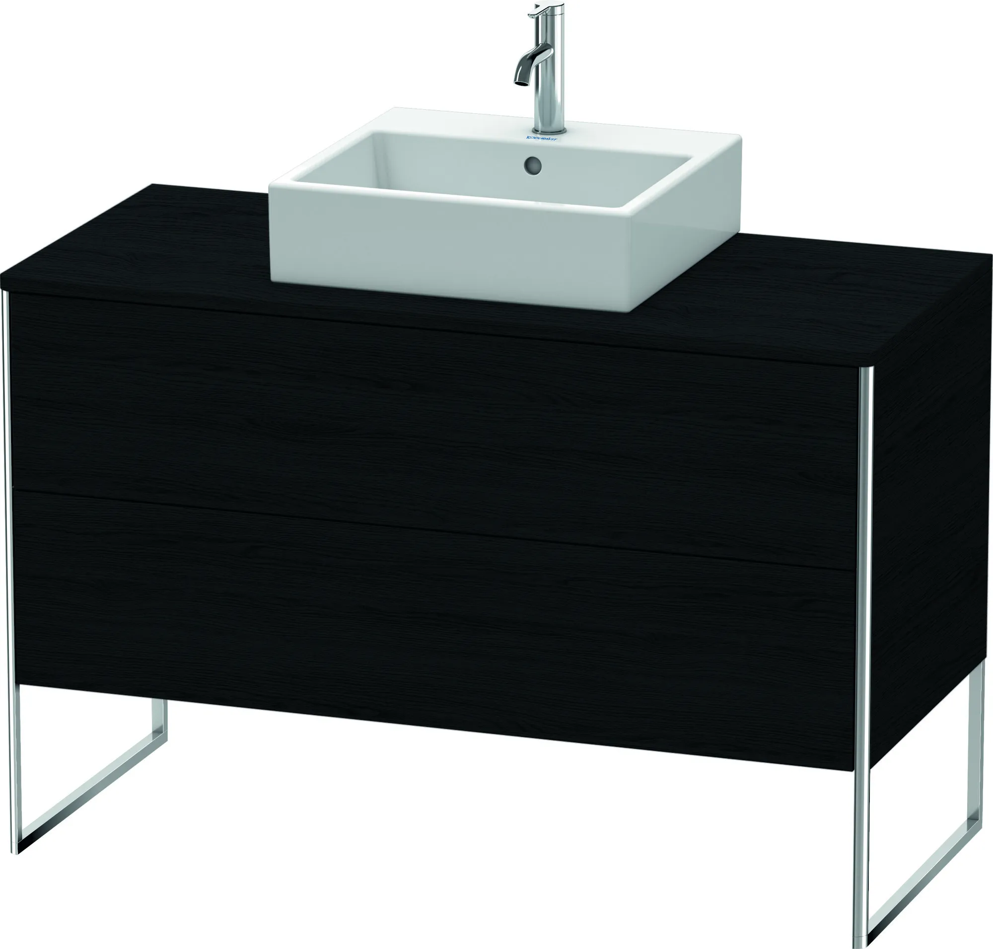 Duravit Waschtischunterschrank bodenstehend „XSquare“ 120 × 77,8 × 54,8 cm Eiche Schwarz Becken: mittig / Front- & Korpusfarbe: Eiche Schwarz / Größe: 120 × 54,8 × 77,8 cm / Oberfläche: Dekor / Profile: Chrom / Schubladen: 2 Duravit Waschtischunterschrank bodenstehend „XSquare“ 120 × 77,8 × 54,8 cm Eiche Schwarz Becken: mittig / Front- & Korpusfarbe: Eiche Schwarz / Größe: 120 × 54,8 × 77,8 cm / Oberfläche: Dekor / Profile: Chrom / Schubladen: 2