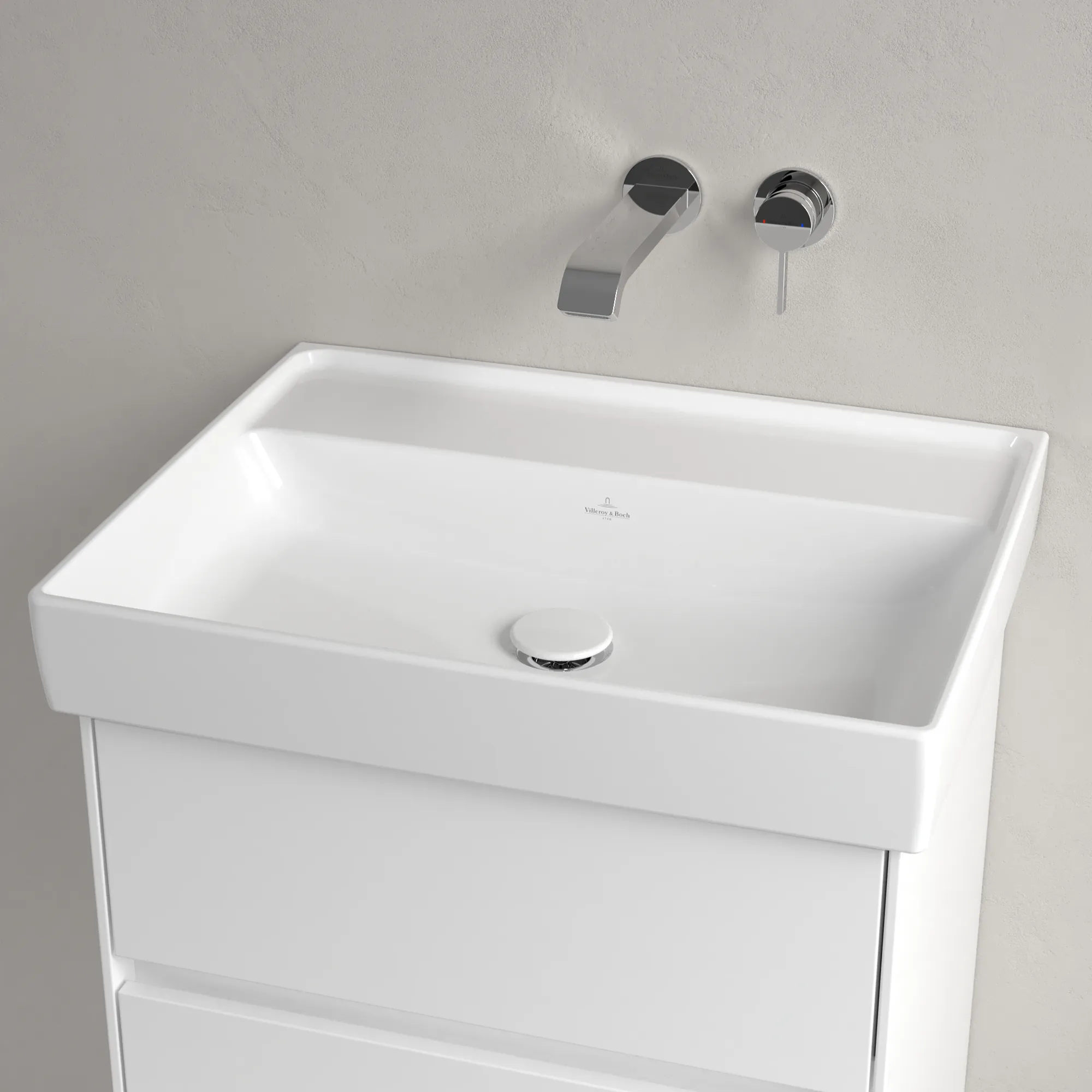 Villeroy & Boch Wandwaschtisch aus TitanCeram „Collaro“ 600 × 470 × 160 mm, ohne Hahnlochbohrung in Weiß Alpin Villeroy & Boch Wandwaschtisch aus TitanCeram „Collaro“ 600 × 470 × 160 mm, ohne Hahnlochbohrung in Weiß Alpin