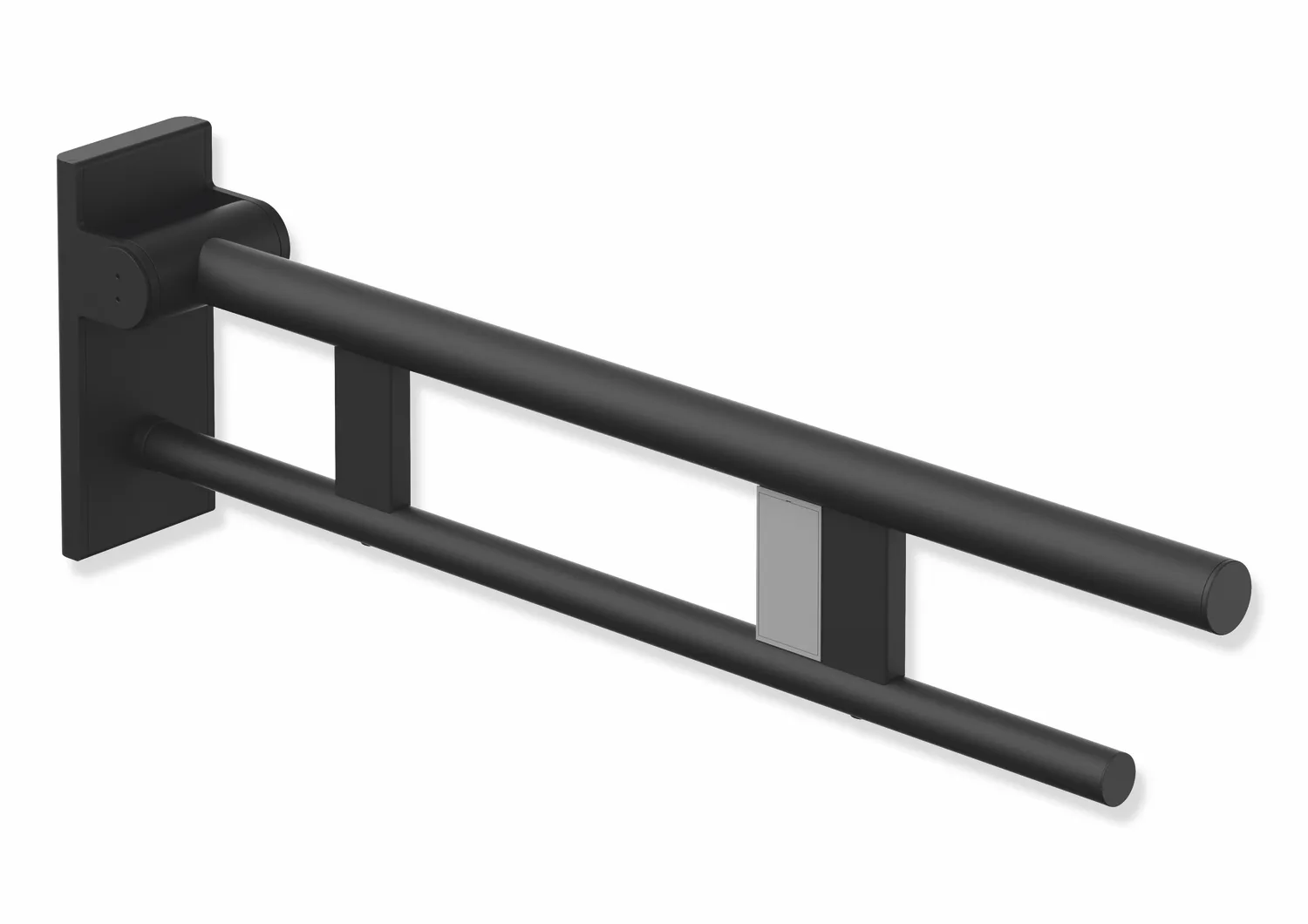 HEWI Mobiler Stützklappgriff Duo, System 900, Edelstahl, 700 mm Ausladung, schwarz tiefmatt
