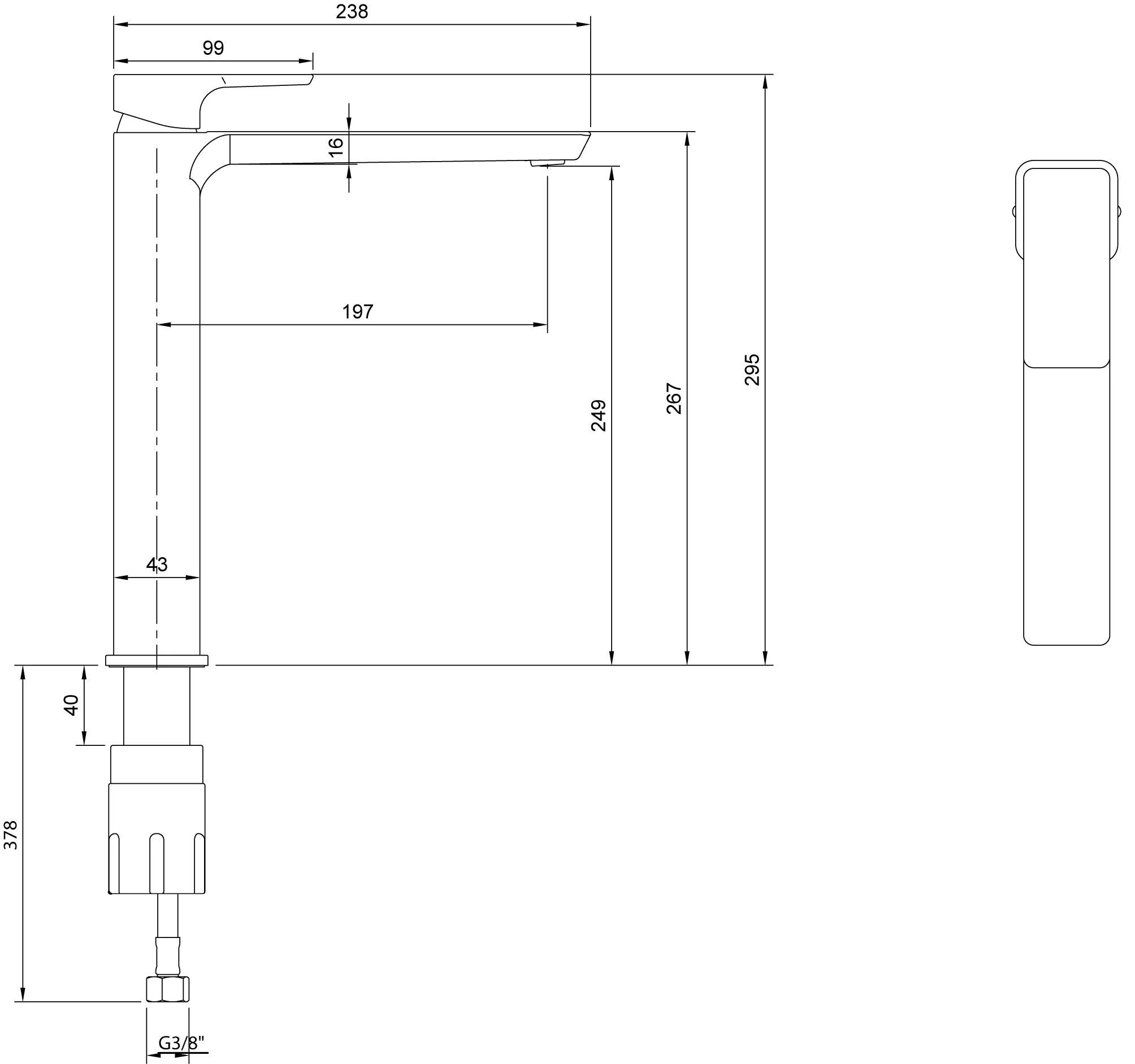 Einhand-Waschtischarmatur „Subway 3.0“ 23,8 cm Ausladung 191 mm