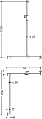 HEWI Haltegriff Ausführung links „System 900“ in Weiß tiefmatt / Hellgrau matt, Befestigung verdeckt HEWI Haltegriff Ausführung links „System 900“ in Weiß tiefmatt / Hellgrau matt, Befestigung verdeckt