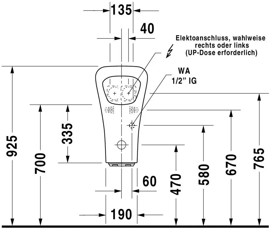 Urinal Durastyle, Zulauf von hinten für Batterieanschluss, ohne Fliege, weiß Urinal Durastyle, Zulauf von hinten für Batterieanschluss, ohne Fliege, weiß