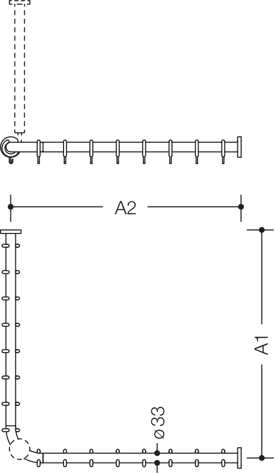 HEWI Duschvorhangstange „Serie 801“