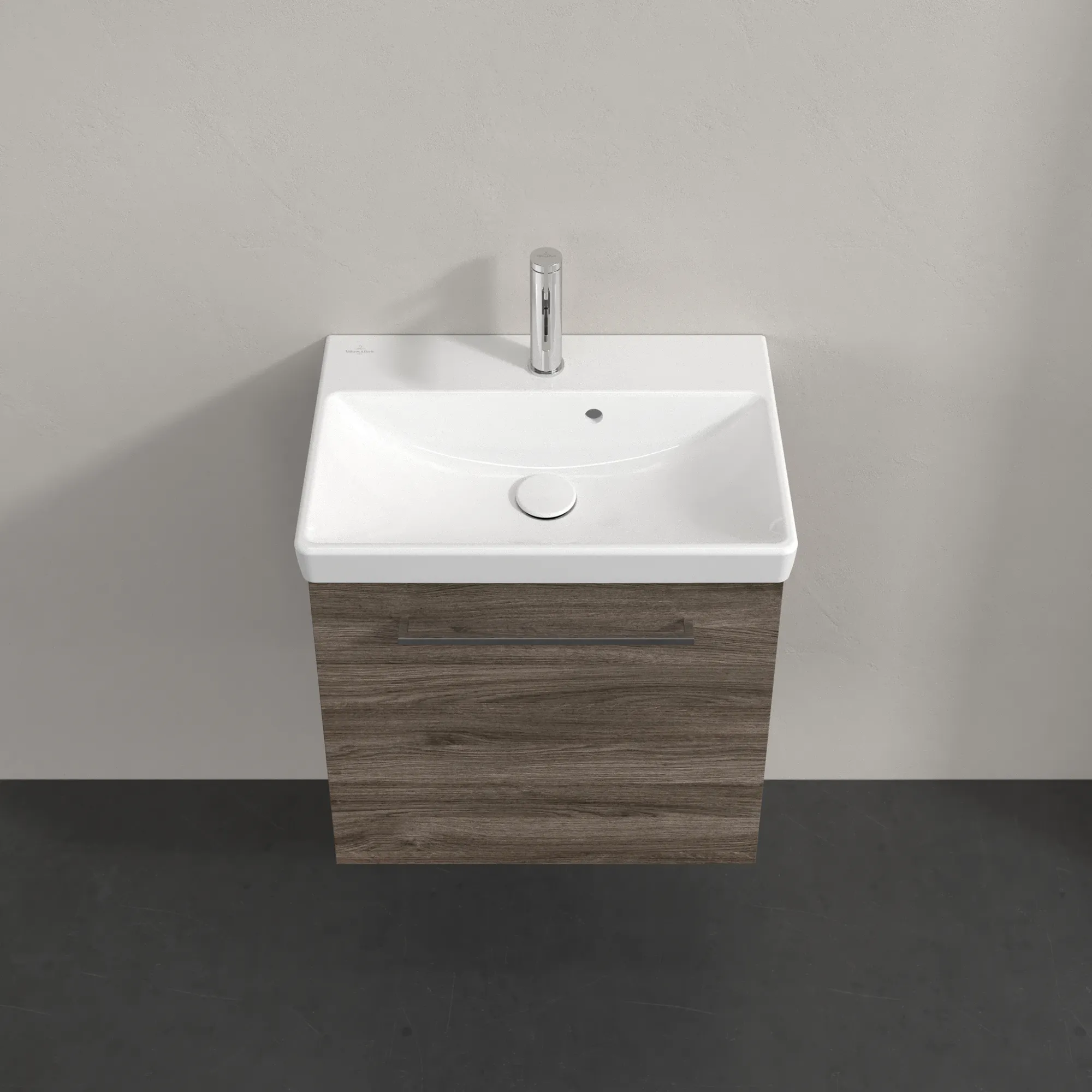 Villeroy & Boch Waschtischunterschrank mit Tür „Avento“ für Schrankwaschtisch 530 × 514 × 352 mm Stone Oak, Anschlag rechts, Soft Closing, 1 Tür