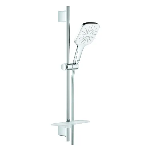 Grohe Rainshower SmartActive 130 Cube, Brausestangenset 3 Strahlarten, moon white/chrom Grohe Rainshower SmartActive 130 Cube, Brausestangenset 3 Strahlarten, moon white/chrom