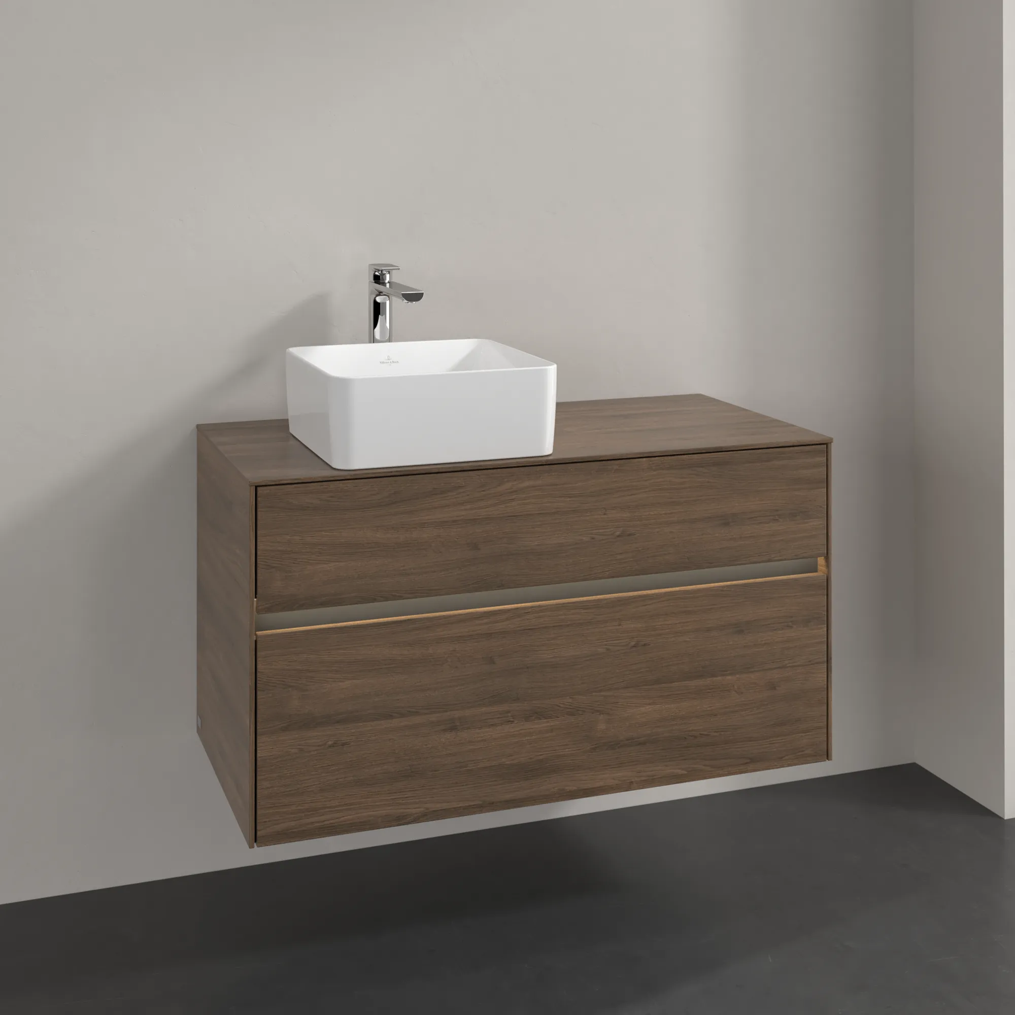 Villeroy & Boch Waschbeckenunterschrank Collaro C039B0 Arizona Oak, 1000x548x500 mm, mit Beleuchtung und SoftClosing, Eckig