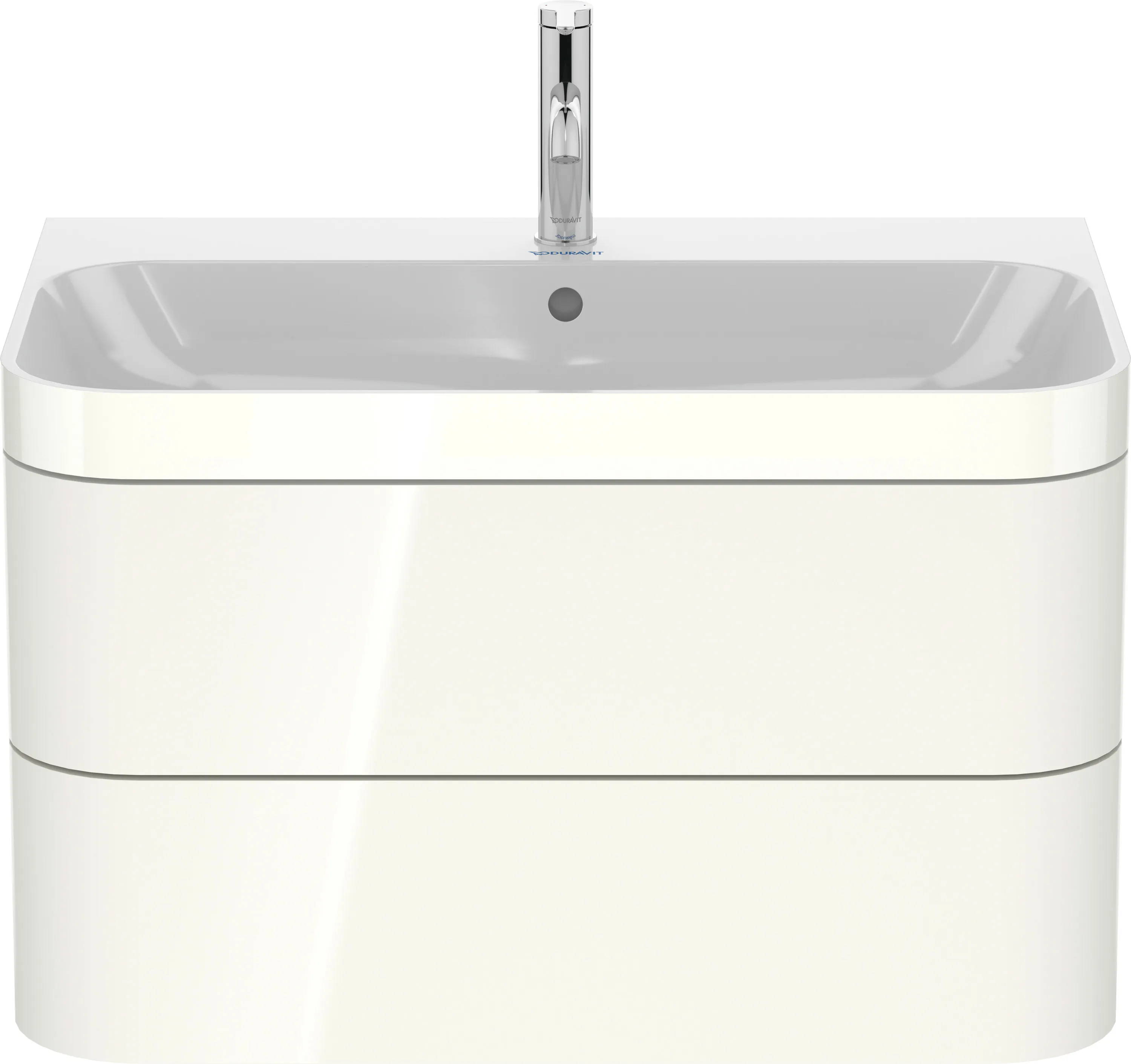 Duravit Waschtischunterschrank c-bonded Set wandhängend „Happy D.2 Plus“ 775 × 480 × 490 mm Weiß Hochglanz, mit Hahnlochbohrung Duravit Waschtischunterschrank c-bonded Set wandhängend „Happy D.2 Plus“ 775 × 480 × 490 mm Weiß Hochglanz, mit Hahnlochbohrung